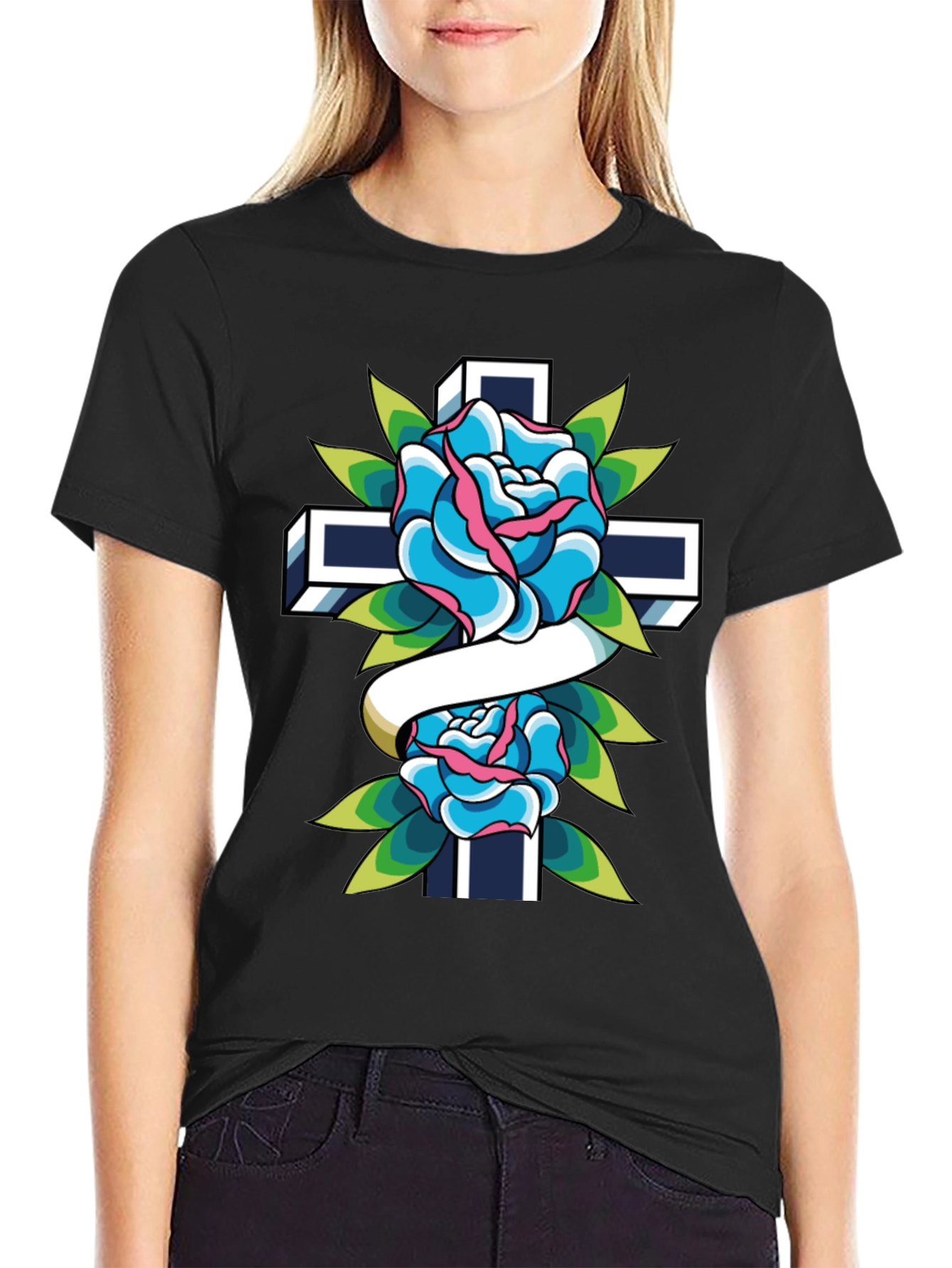 Rose and Cross Graphic Tee