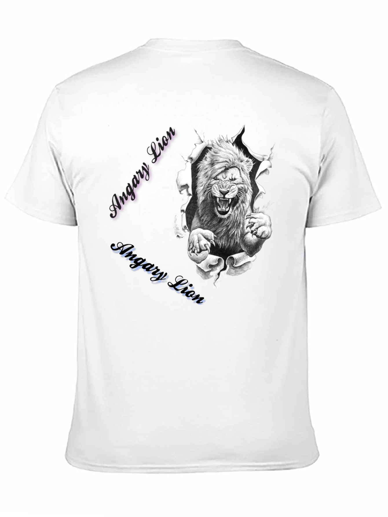 Mens Angry Lion Graphic Print T-Shirt - Black
