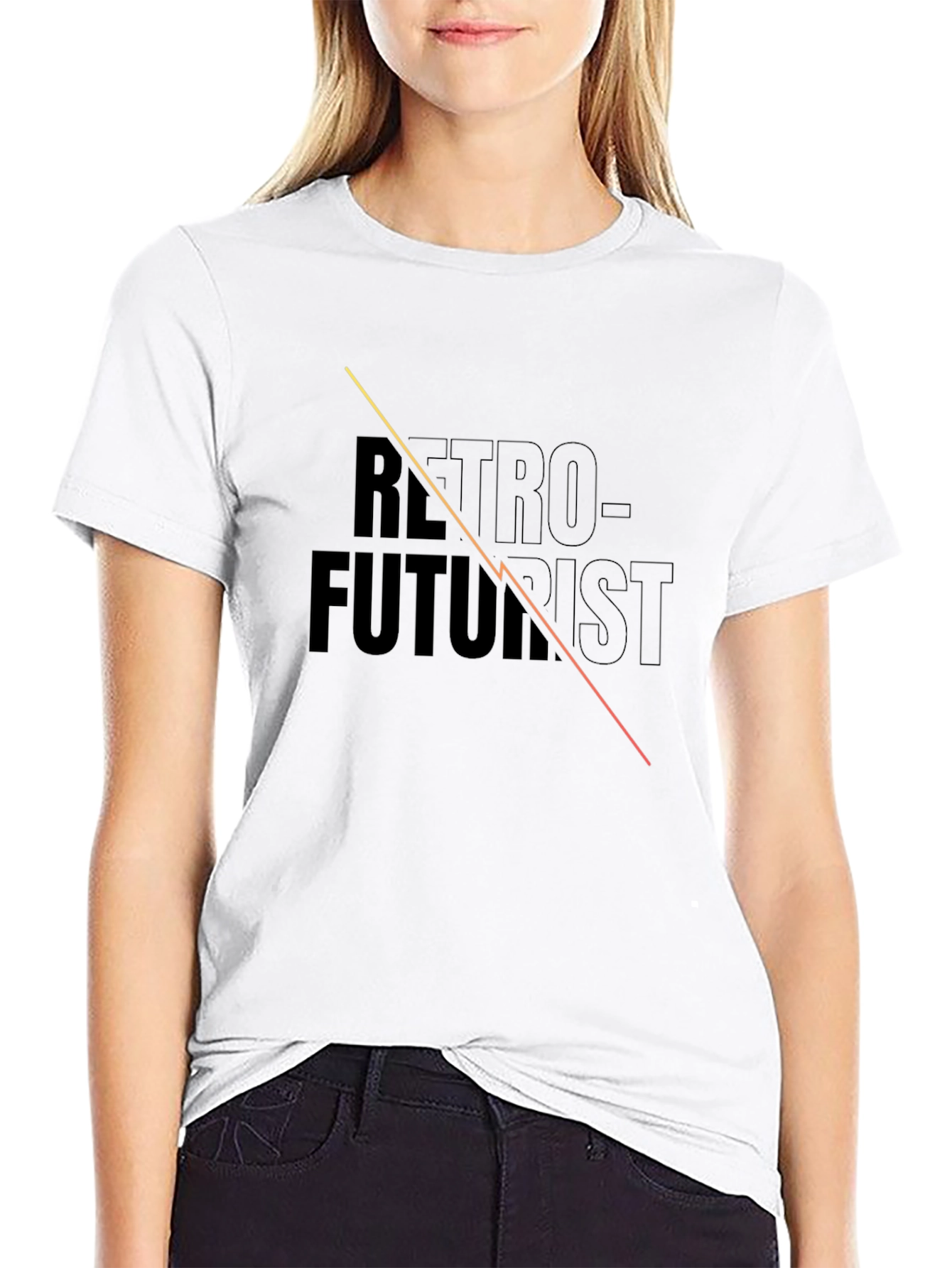 Retro-Futurist Graphic Tee - Black Cotton Blend T-Shirt