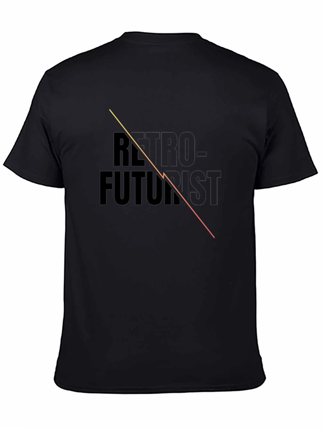 Retro-Futurist Graphic Tee - Black Cotton Blend T-Shirt