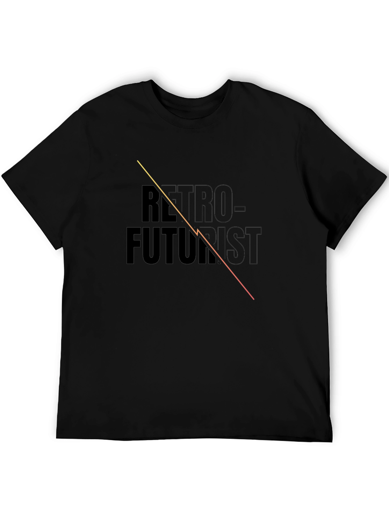 Retro-Futurist Graphic Tee - Black Cotton Blend T-Shirt