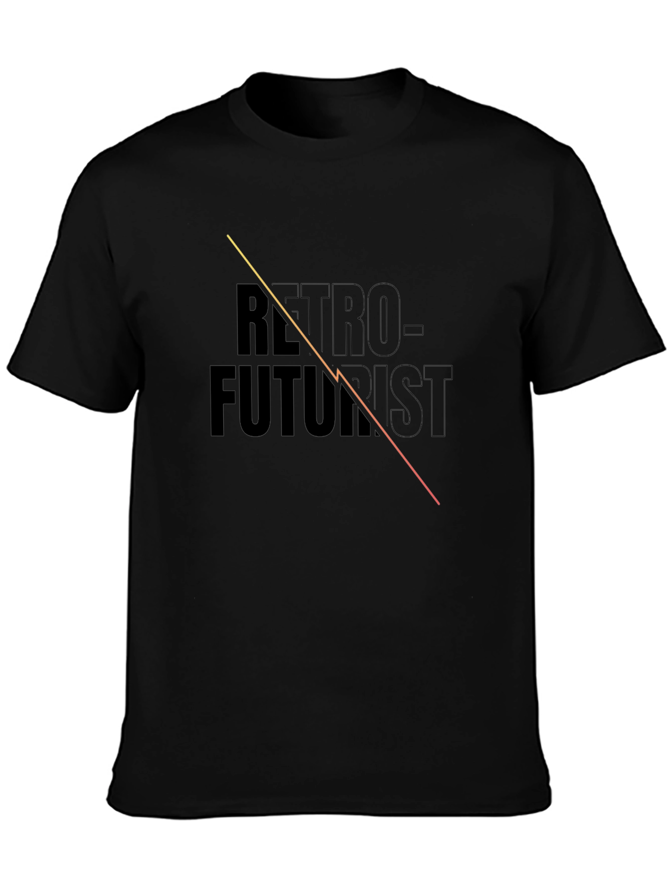 Retro-Futurist Graphic Tee - Black Cotton Blend T-Shirt