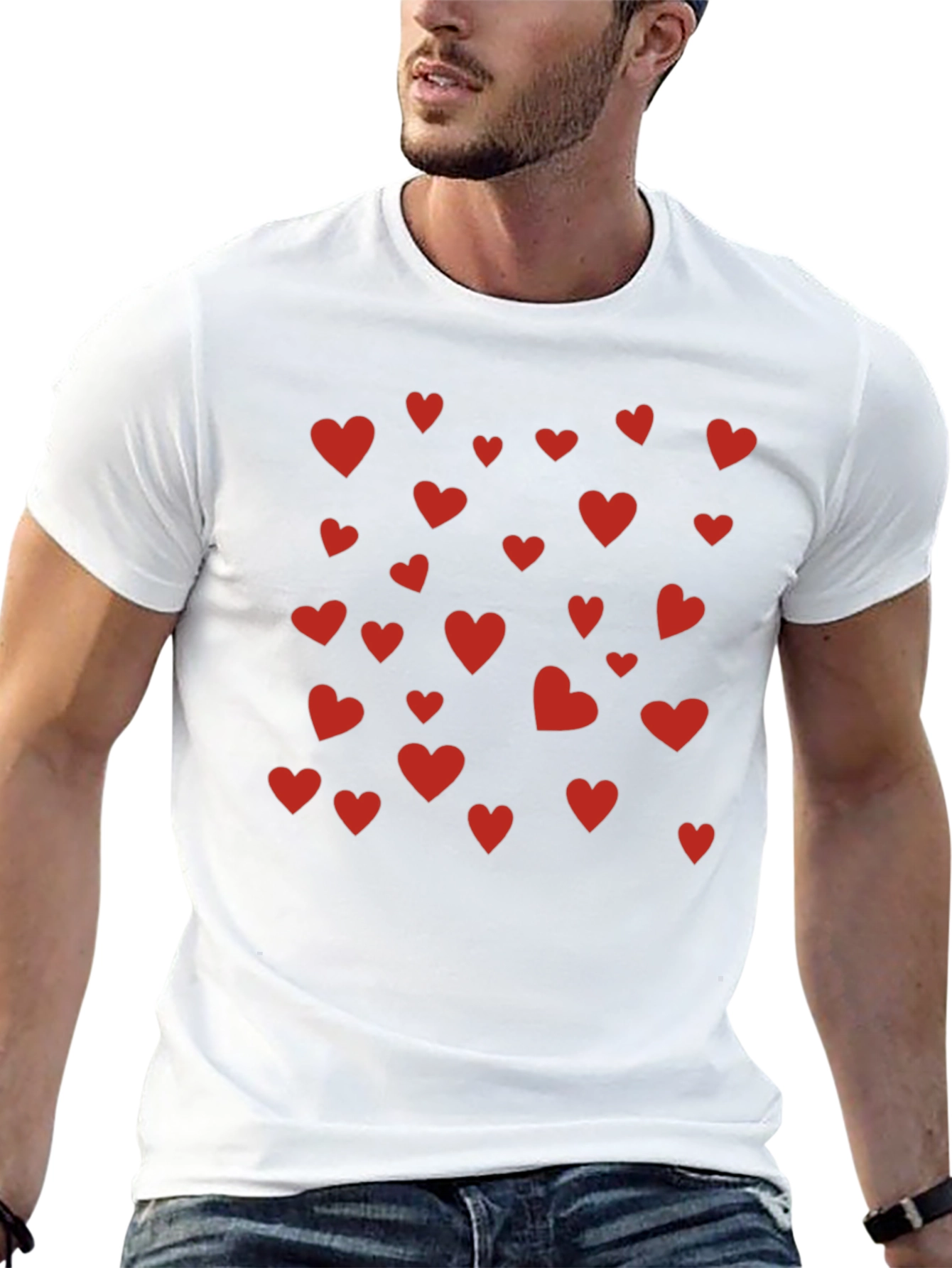 Heart Pattern Crew Neck Tee