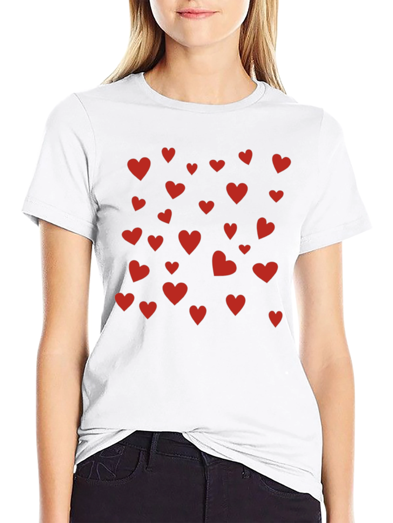 Heart Pattern Crew Neck Tee