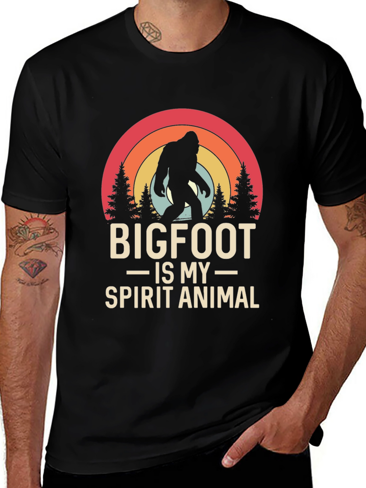 Bigfoot Spirit Animal Tee - Black Graphic T-Shirt