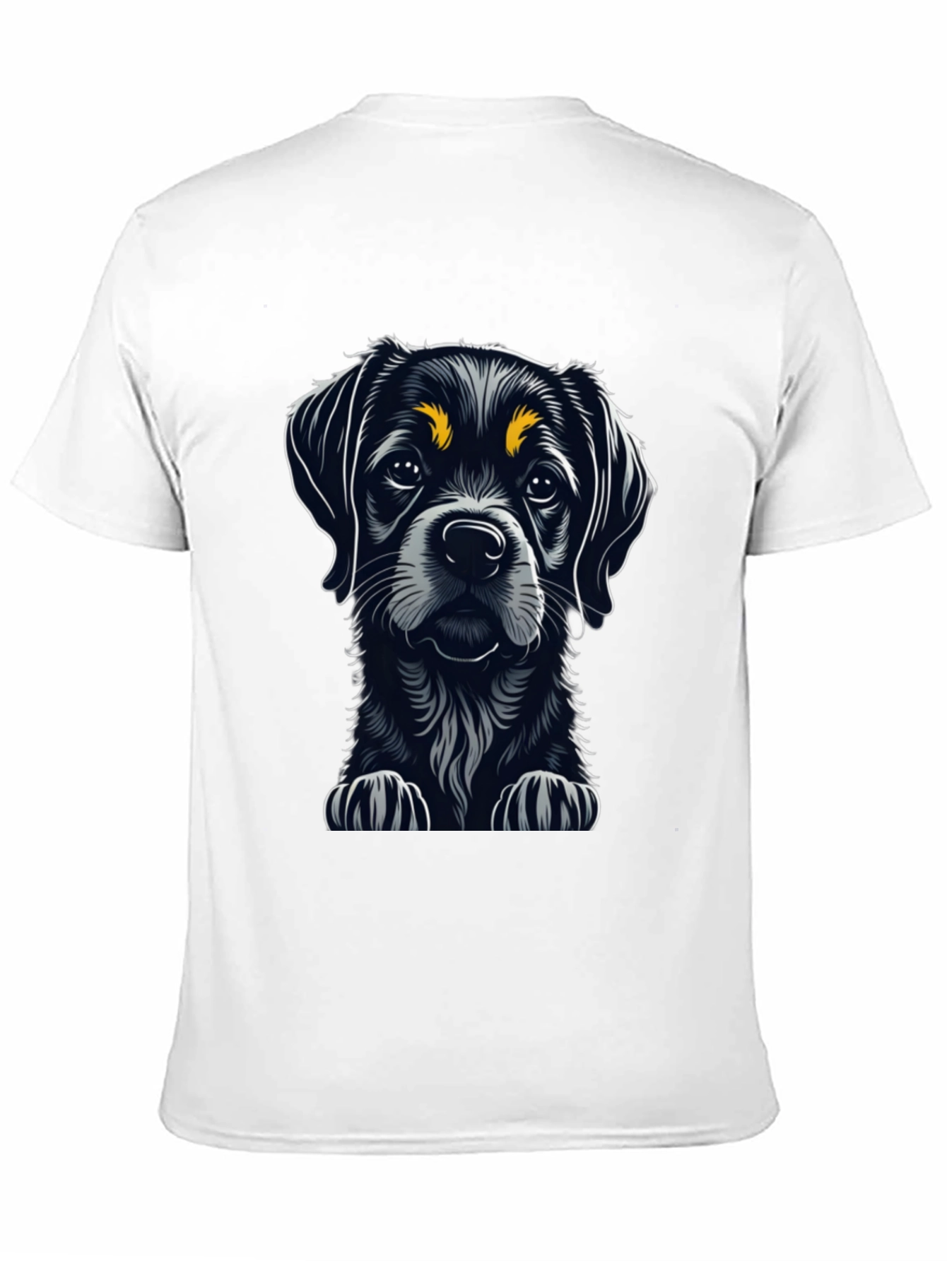 Cute Puppy Dog Graphic Tee - Black Cotton T-Shirt