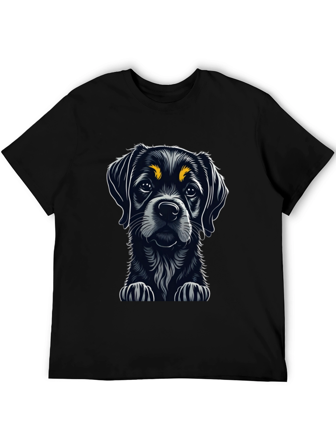 Cute Puppy Dog Graphic Tee - Black Cotton T-Shirt