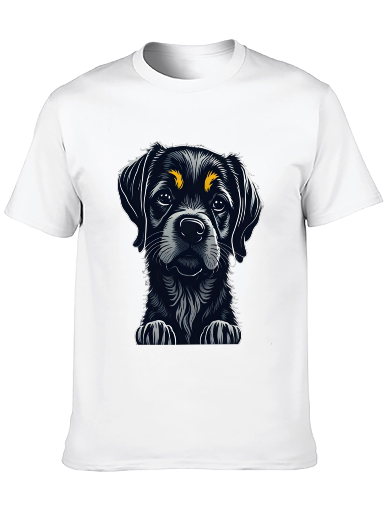 Cute Puppy Dog Graphic Tee - Black Cotton T-Shirt
