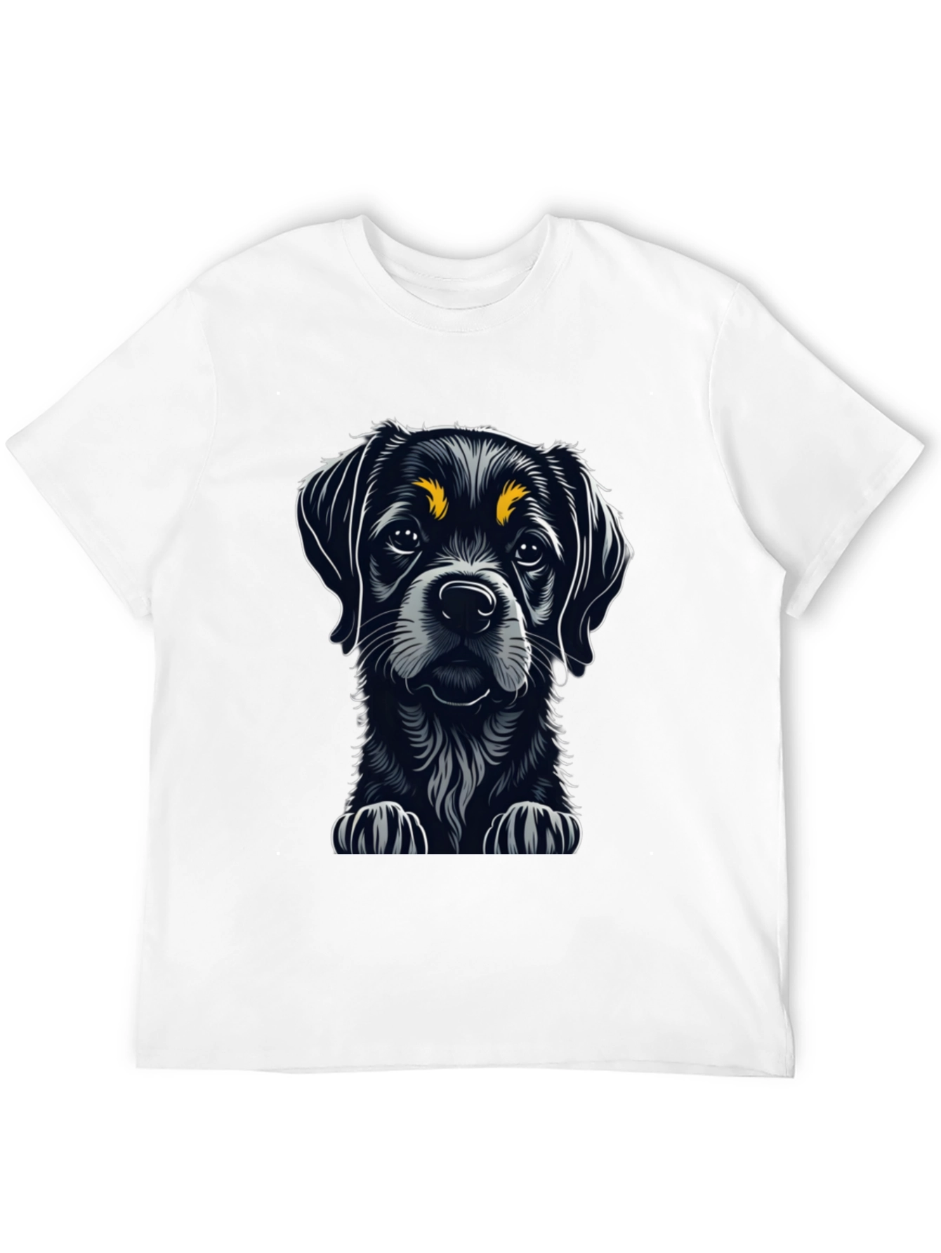 Cute Puppy Dog Graphic Tee - Black Cotton T-Shirt
