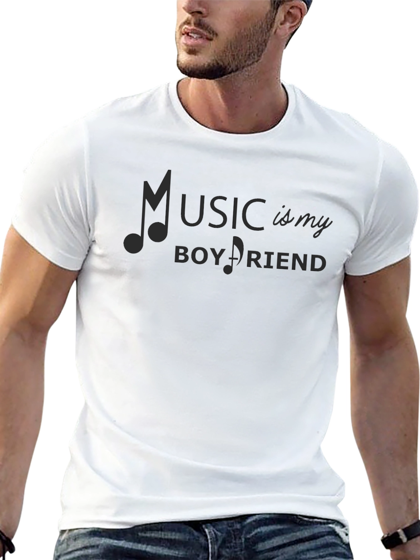Music is My Boyfriend T-Shirt - Black Graphic Tee