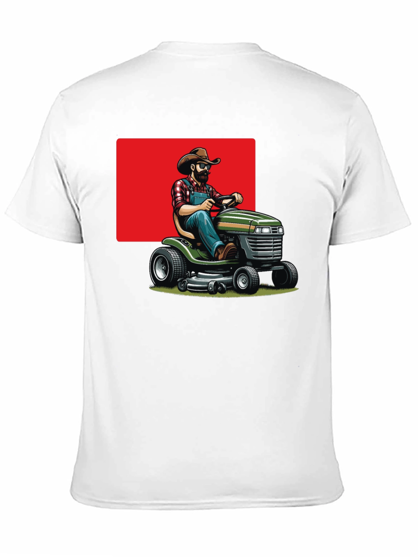 Man on Mower T-Shirt - Black Cotton Tee