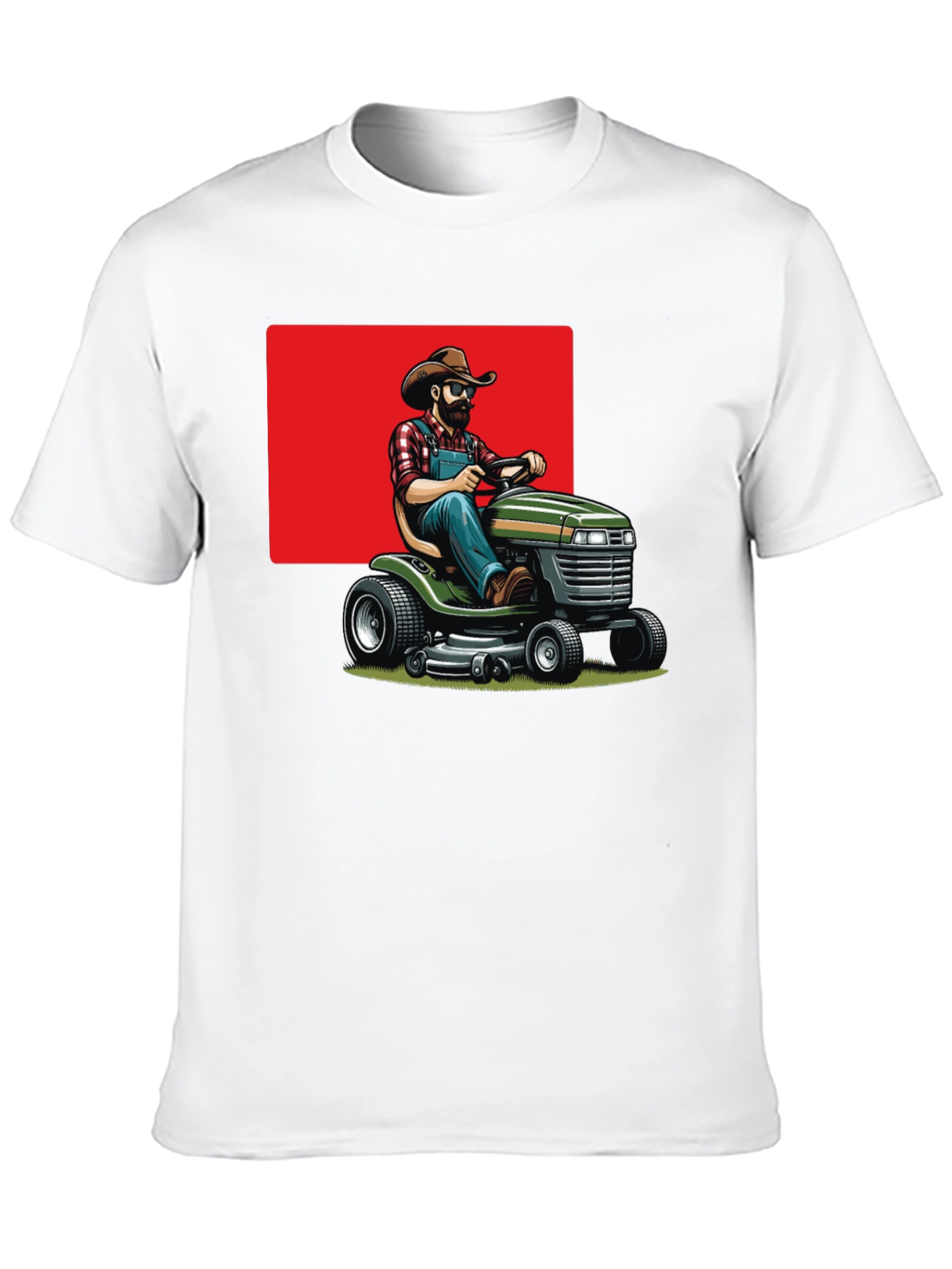 Man on Mower T-Shirt - Black Cotton Tee