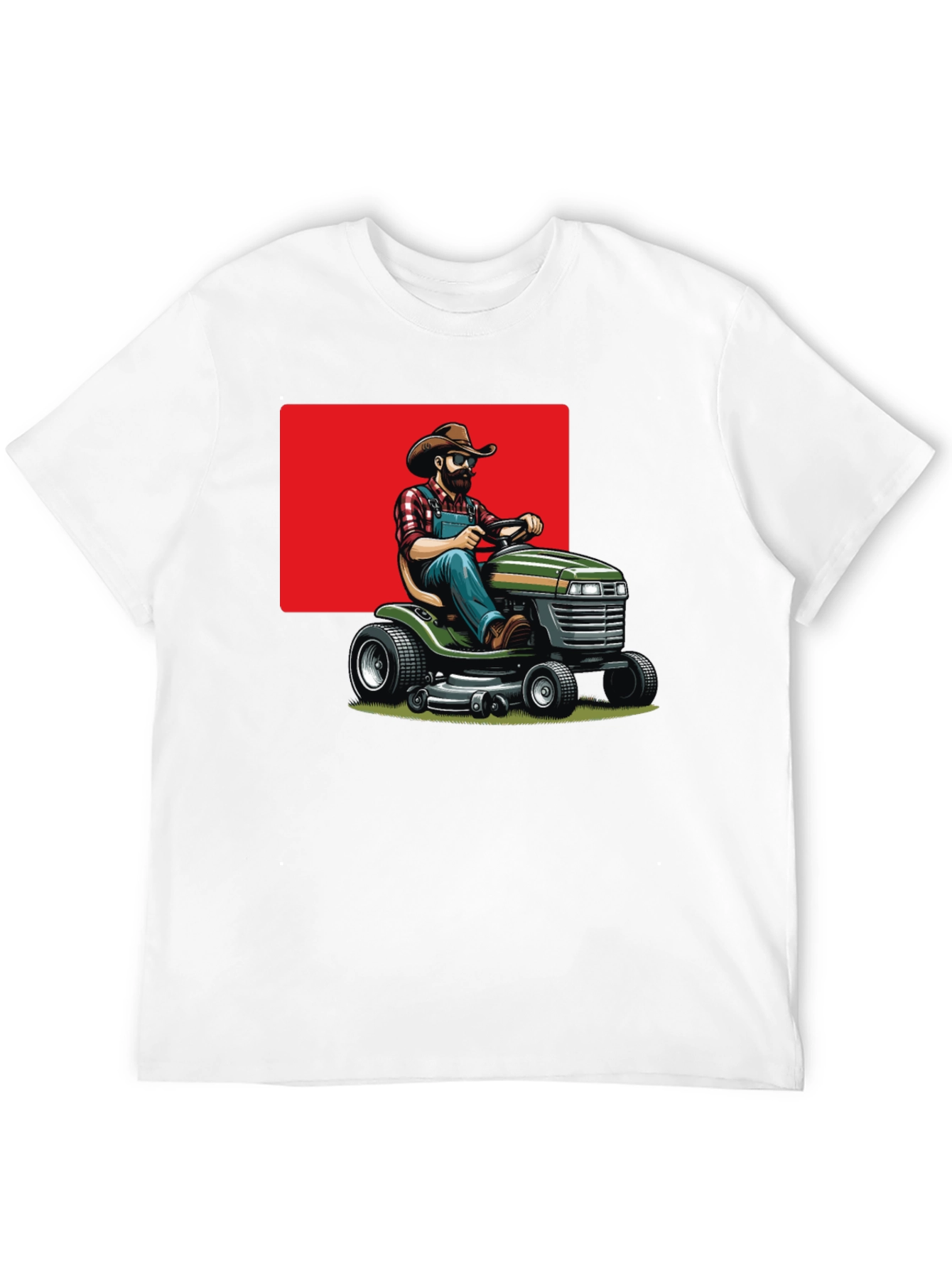 Man on Mower T-Shirt - Black Cotton Tee