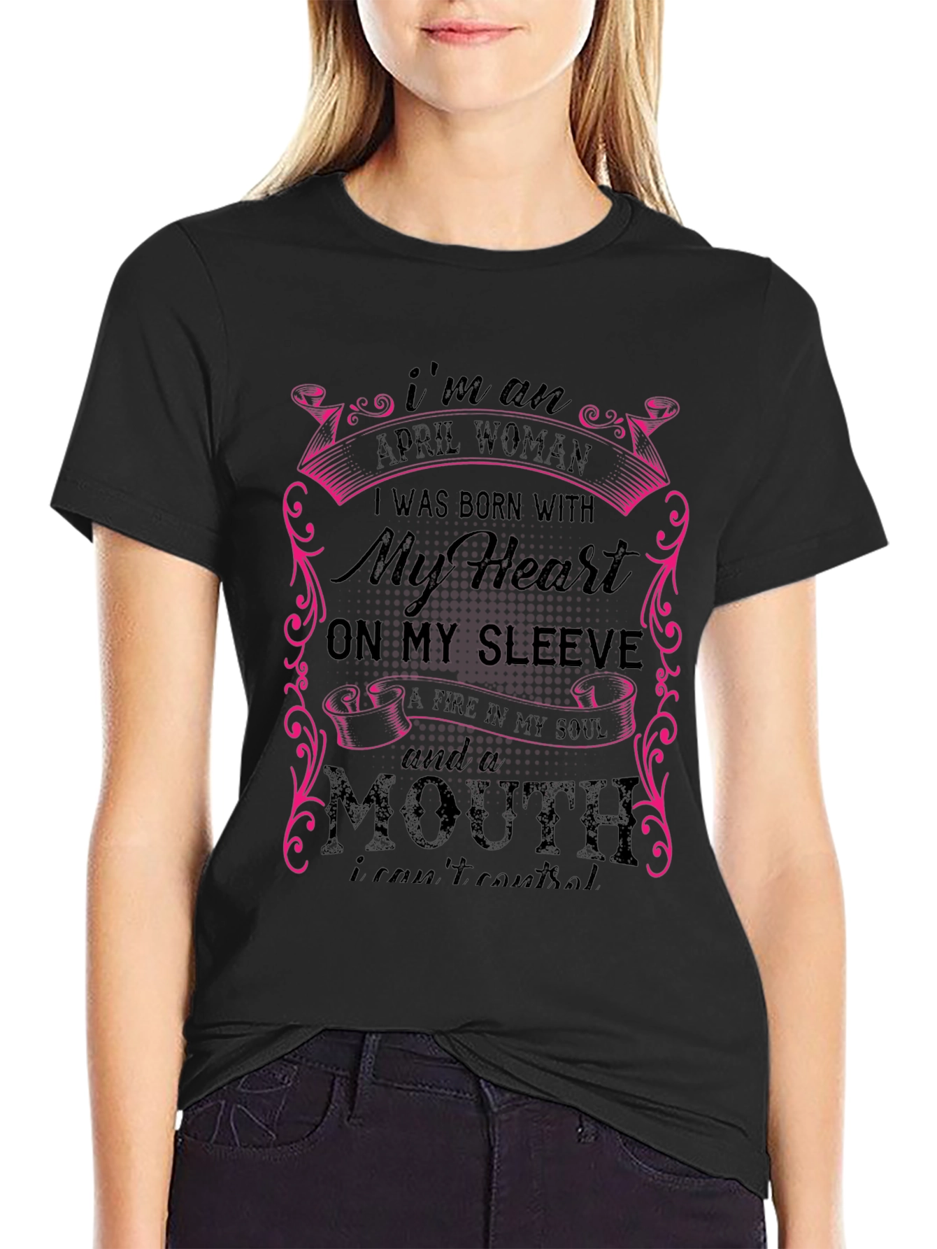 April Woman Graphic Tee - Heart on Sleeve
