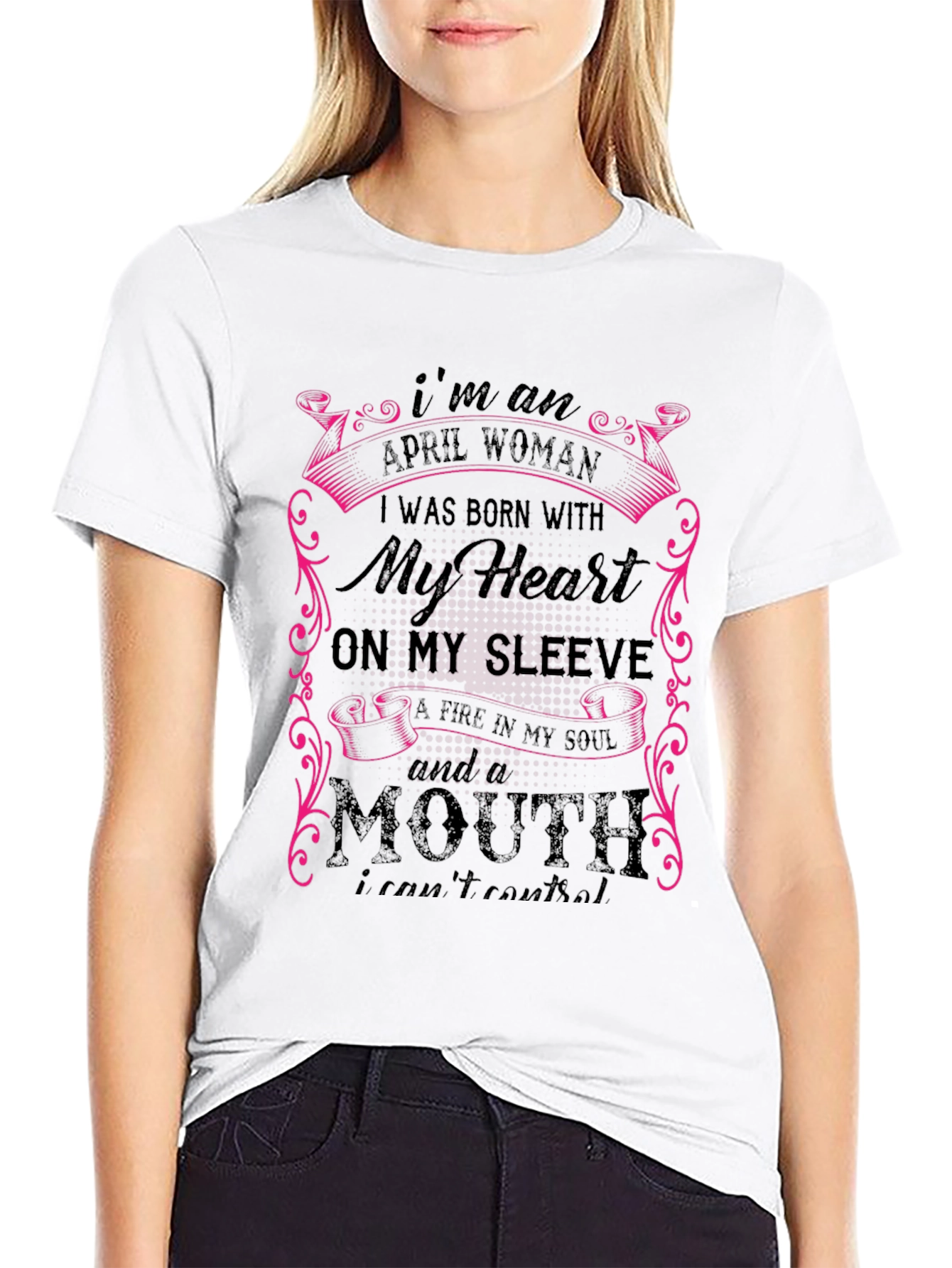 April Woman Graphic Tee - Heart on Sleeve