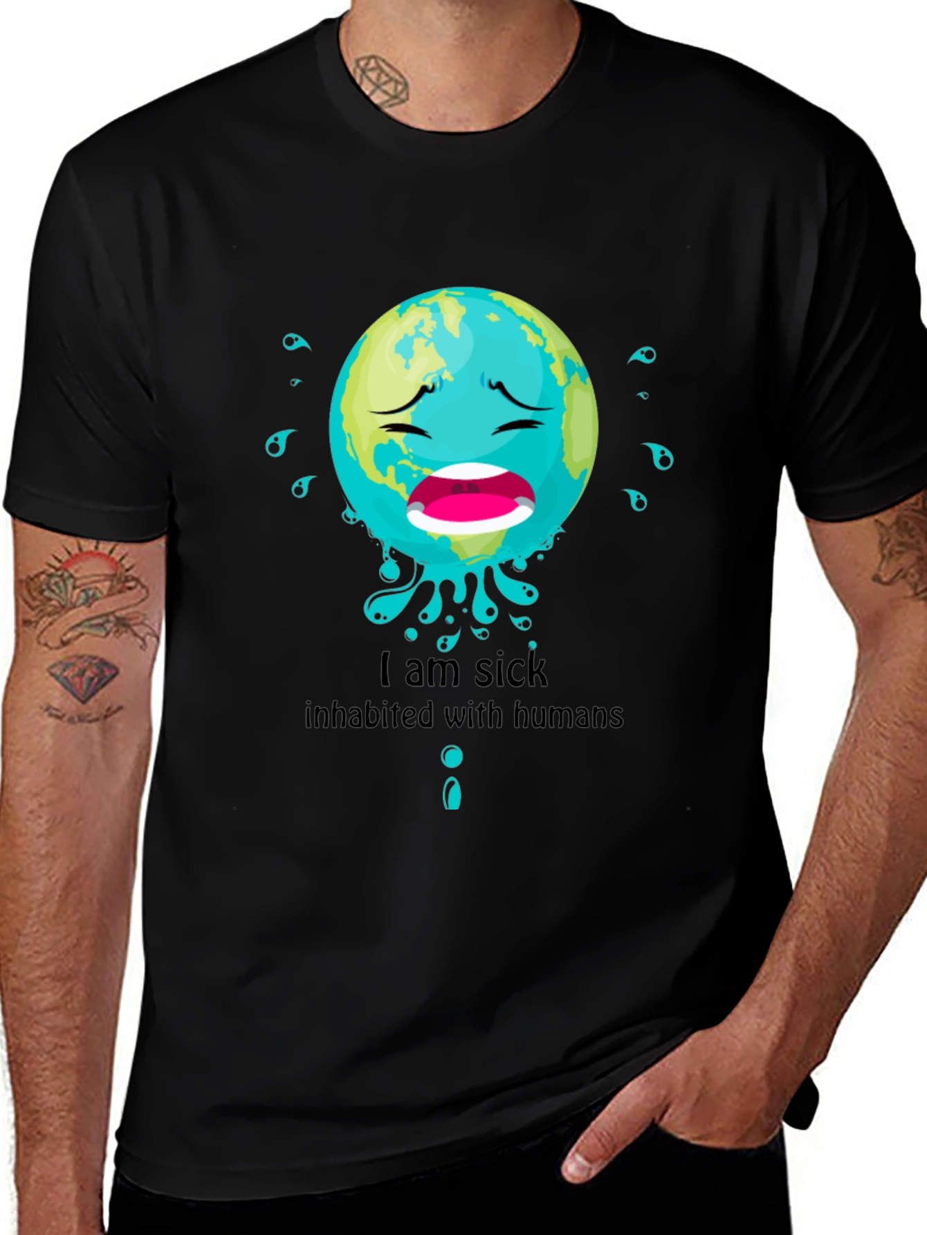 Sick Earth Graphic Tee - Environmental Awareness T-Shirt