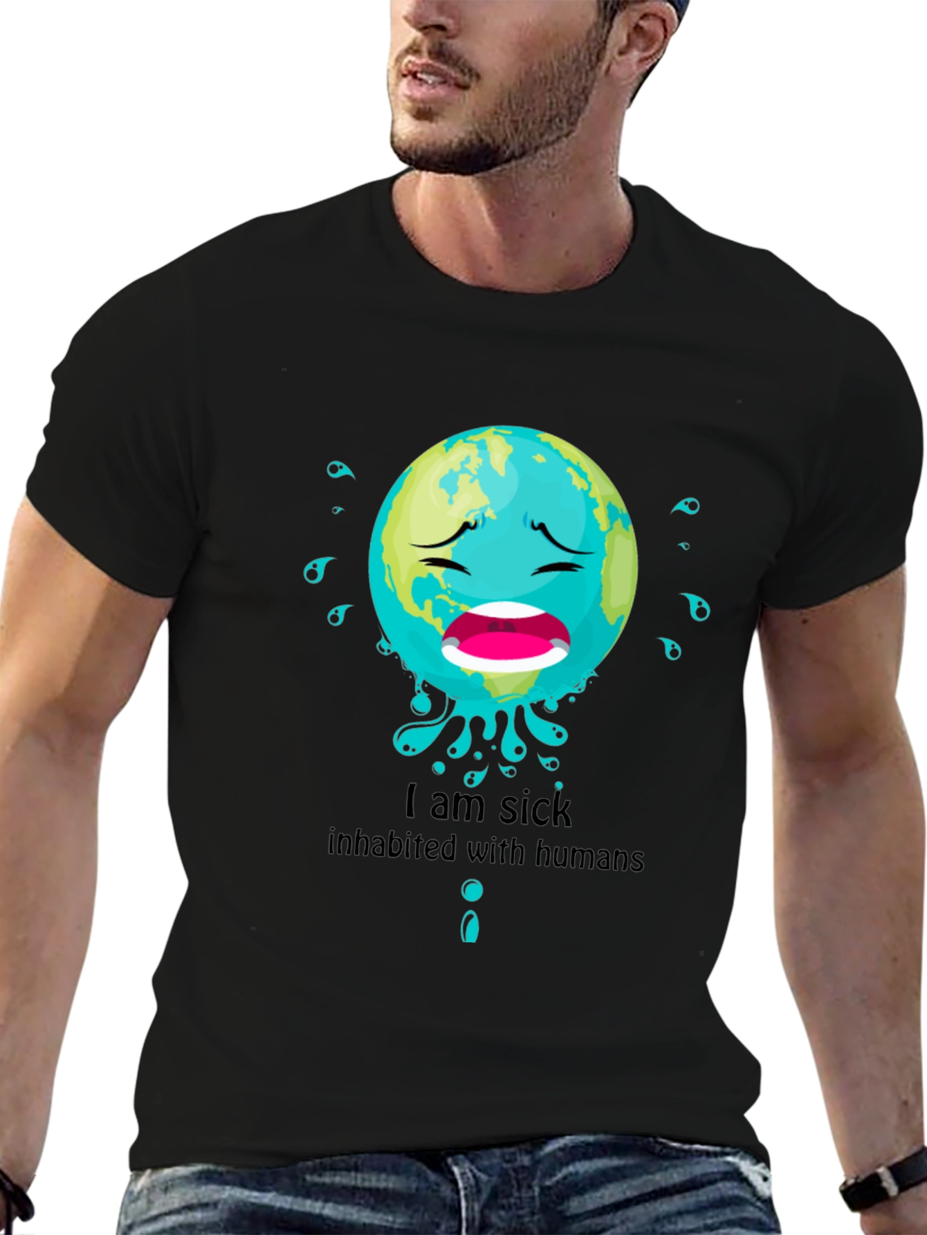 Sick Earth Graphic Tee - Environmental Awareness T-Shirt