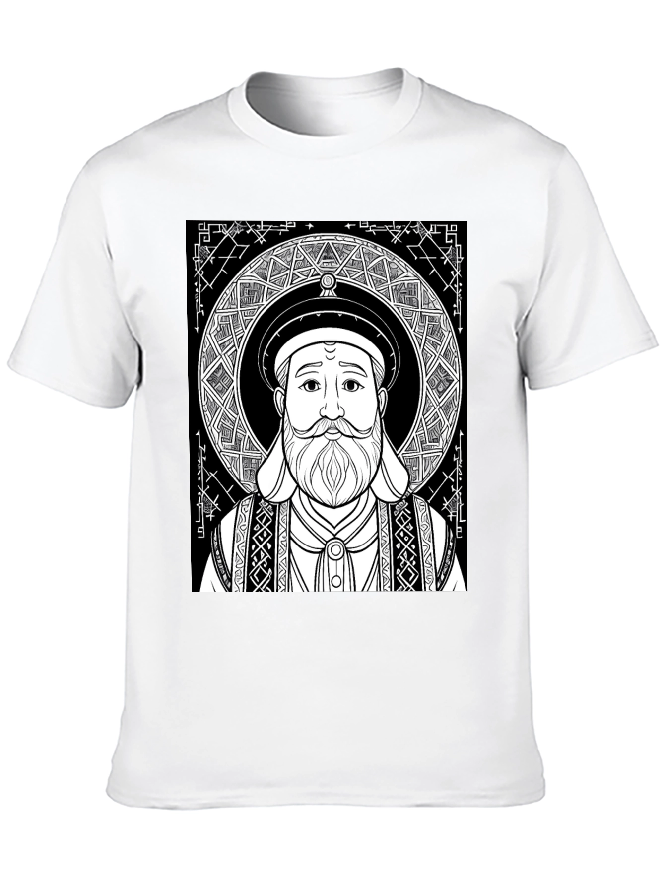Black Graphic Tee - Intricate Portrait Design
