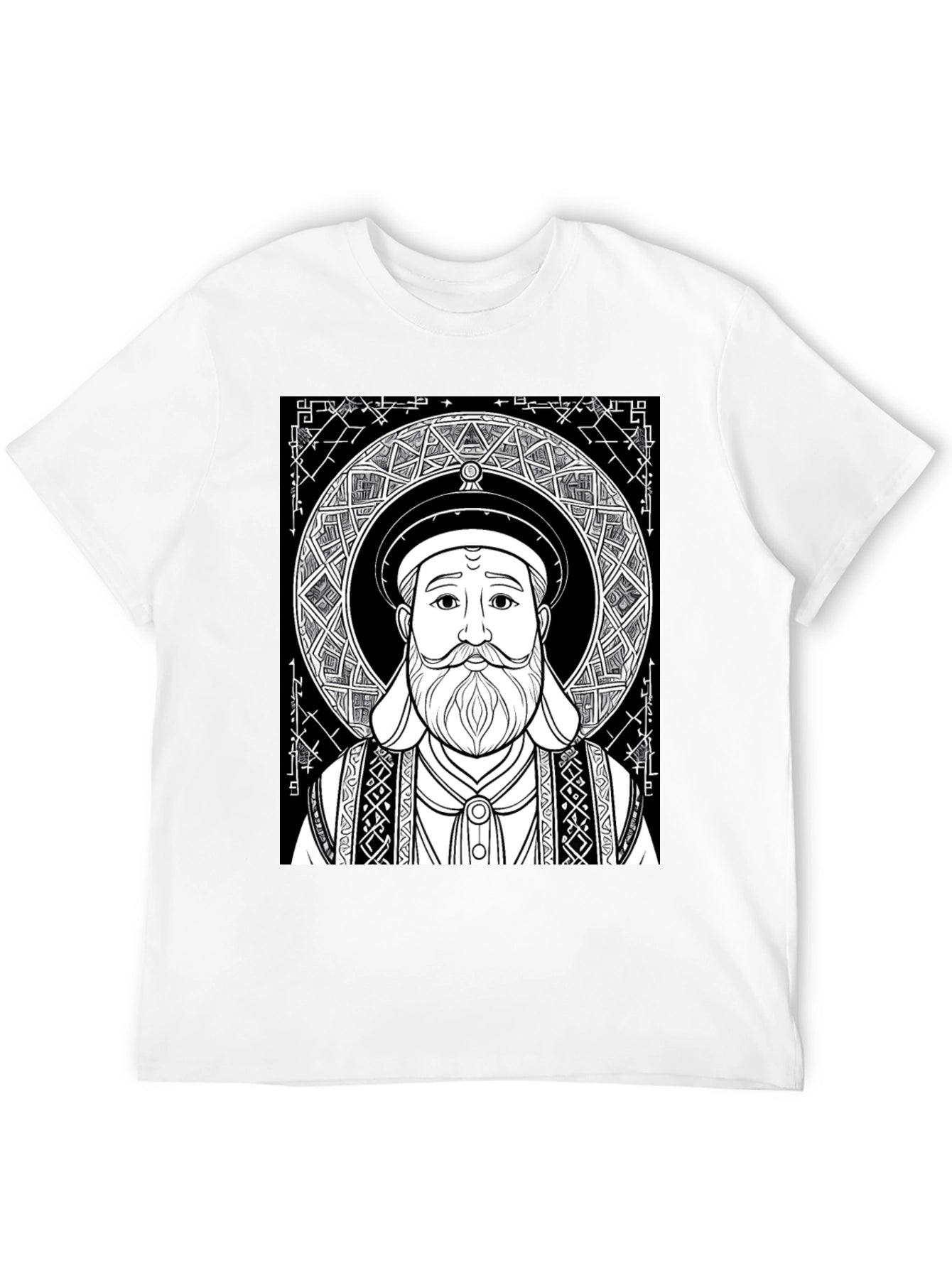 Black Graphic Tee - Intricate Portrait Design