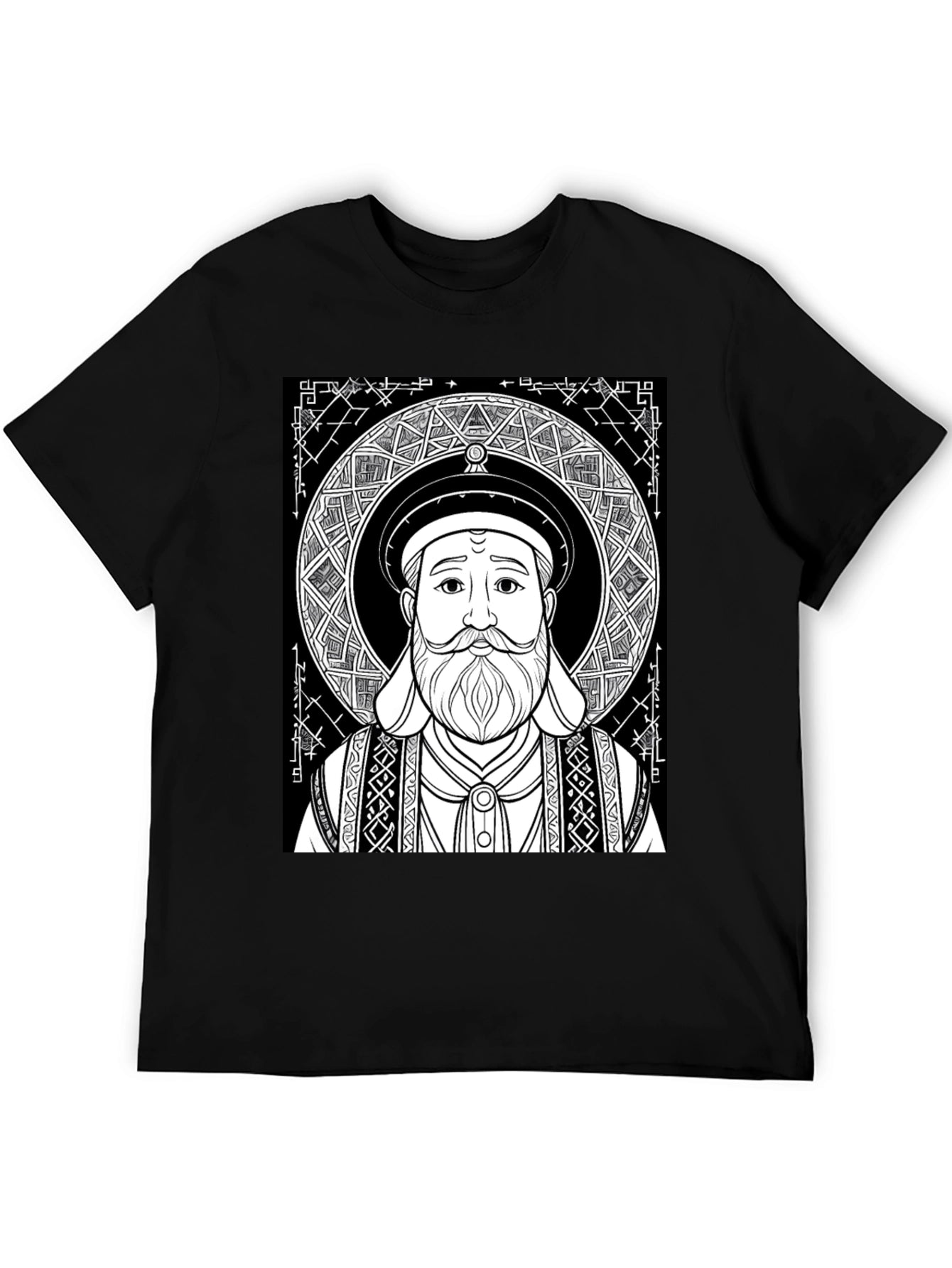 Black Graphic Tee - Intricate Portrait Design