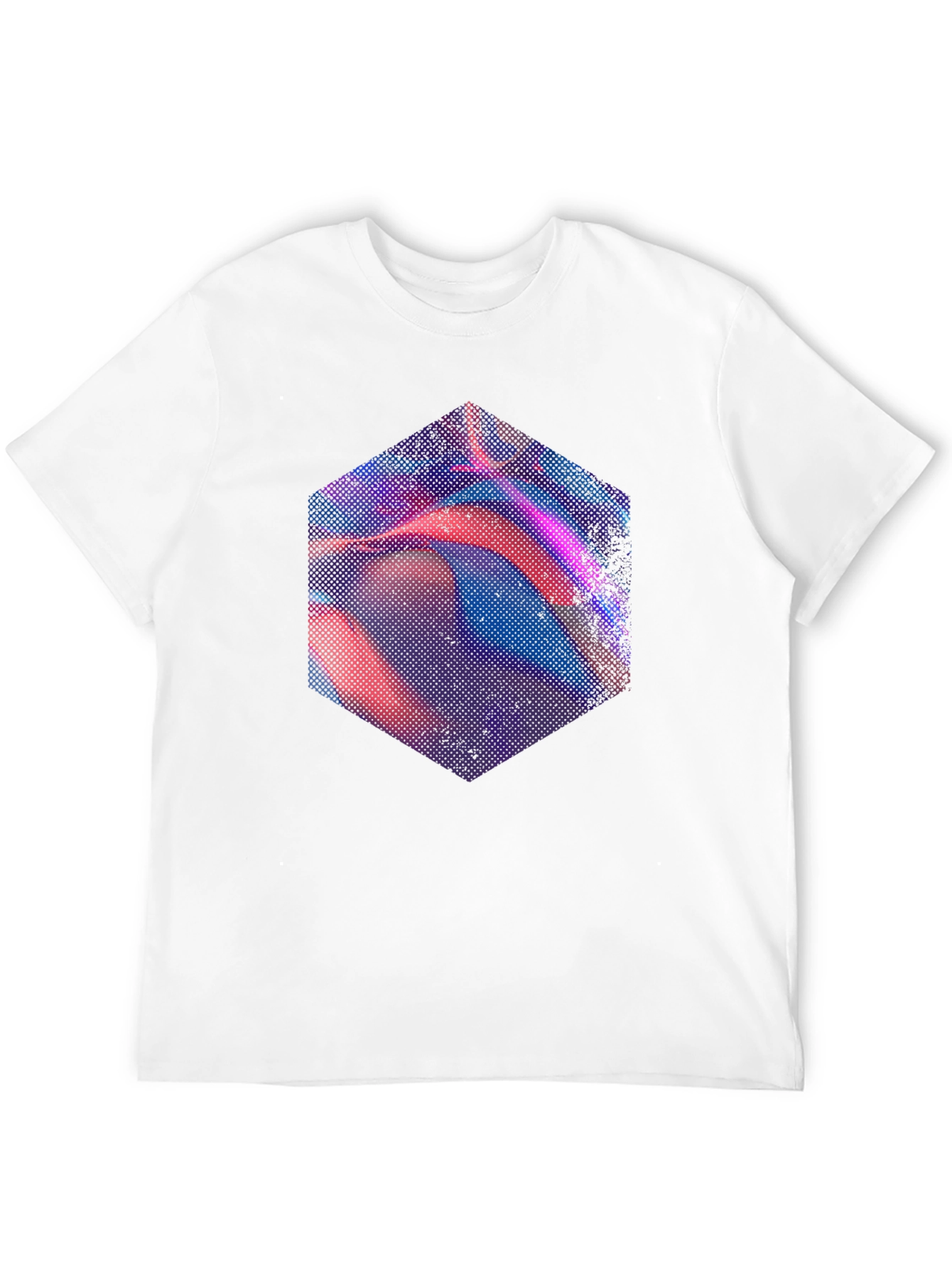 Abstract Hexagon Graphic Tee - Modern Mens Black T-Shirt