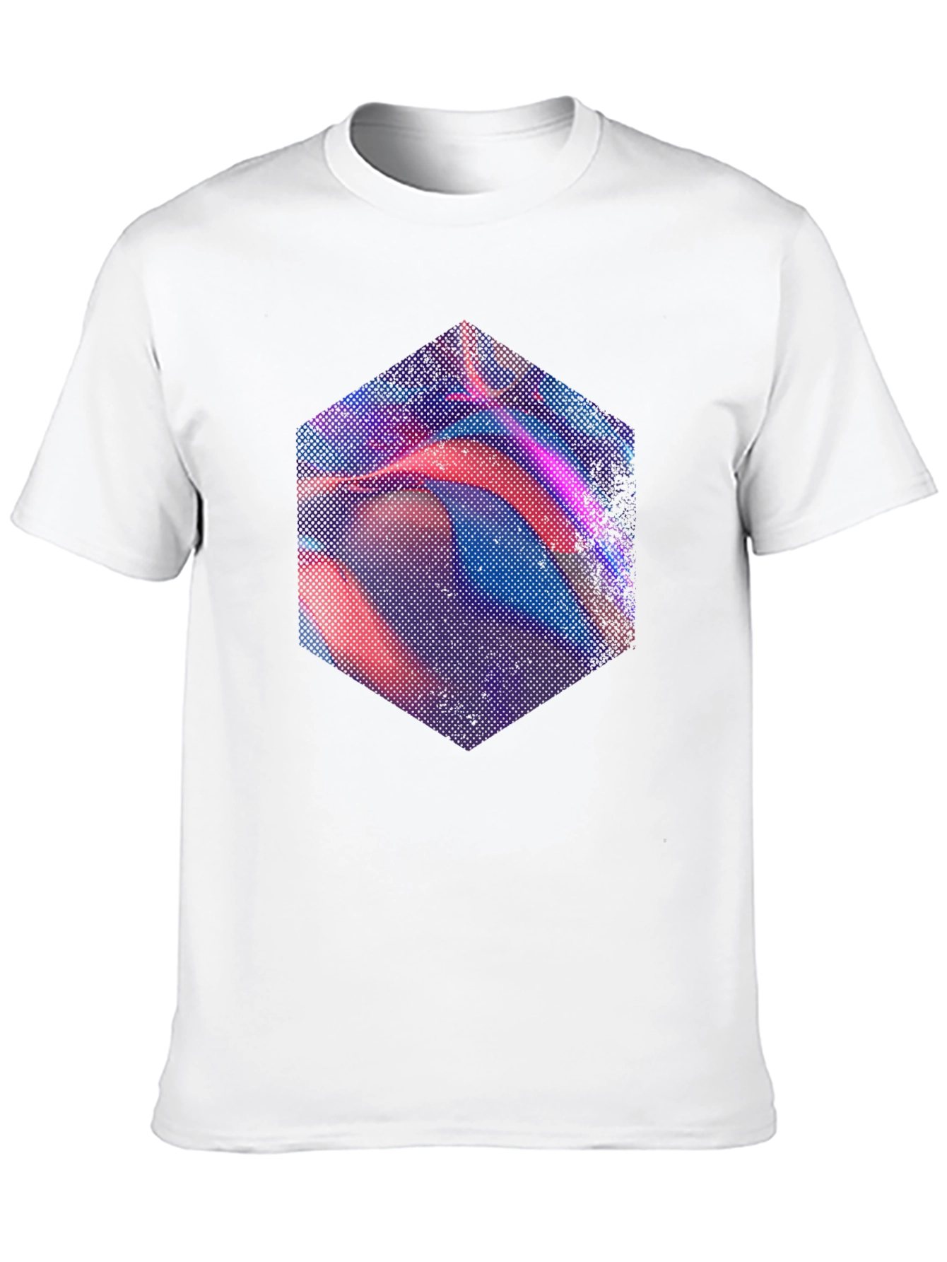 Abstract Hexagon Graphic Tee - Modern Mens Black T-Shirt