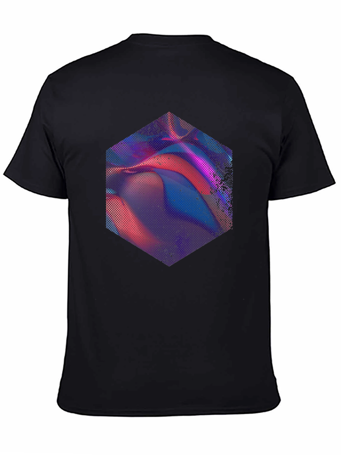 Abstract Hexagon Graphic Tee - Modern Mens Black T-Shirt