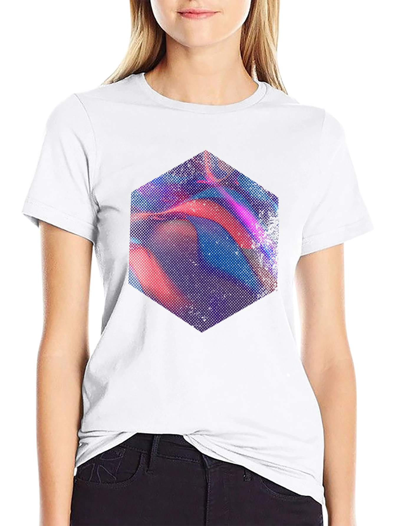 Abstract Hexagon Graphic Tee - Modern Mens Black T-Shirt