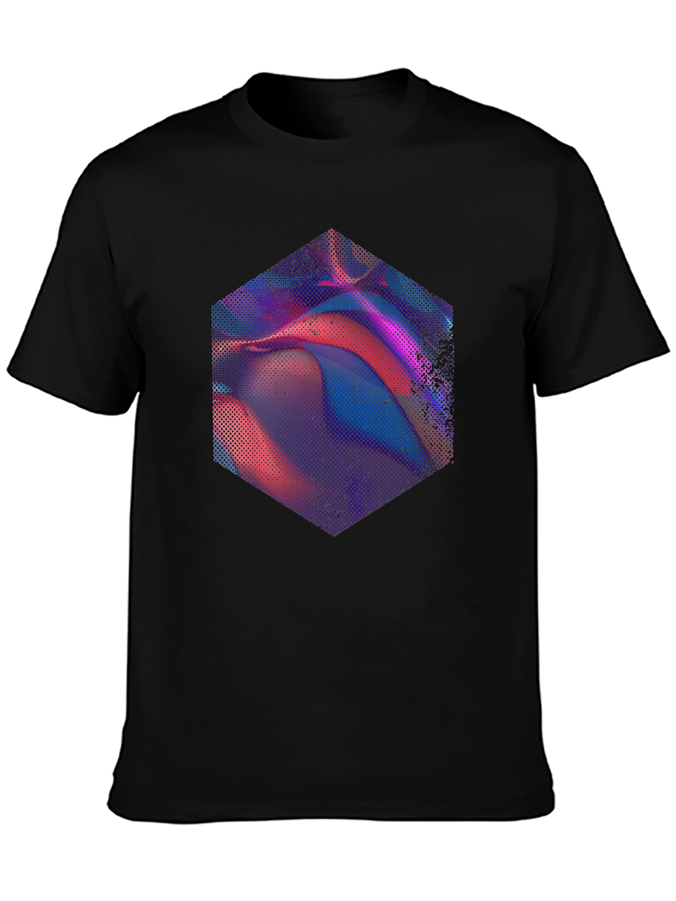 Abstract Hexagon Graphic Tee - Modern Mens Black T-Shirt