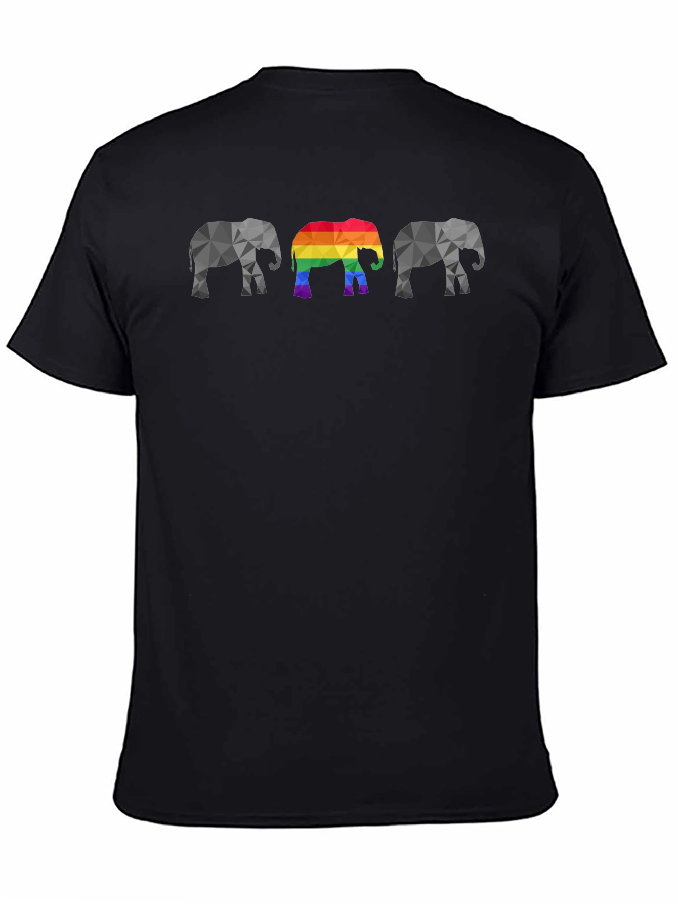 Geometric Elephant Pride T-Shirt - Black Cotton Tee