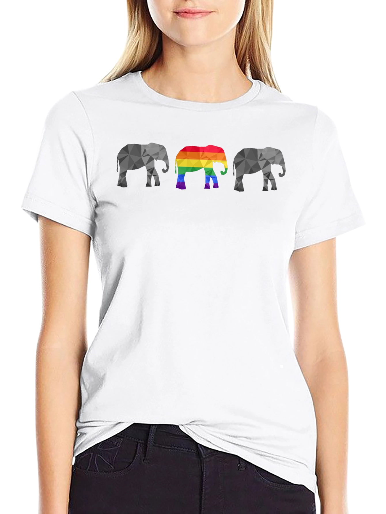 Geometric Elephant Pride T-Shirt - Black Cotton Tee