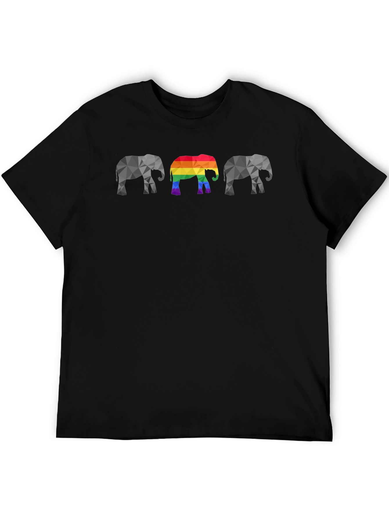 Geometric Elephant Pride T-Shirt - Black Cotton Tee