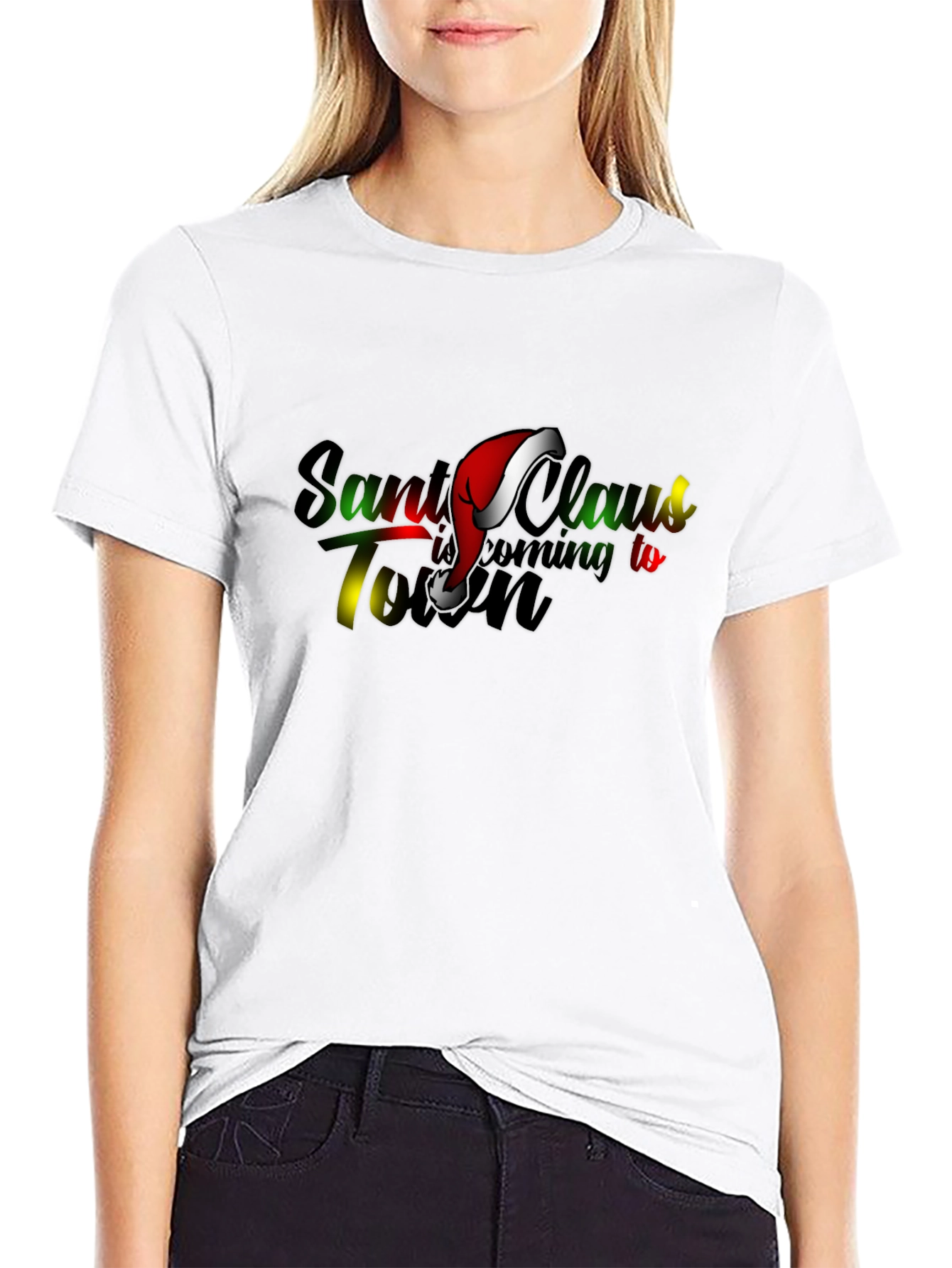Santa Claus is Coming to Town Black T-Shirt