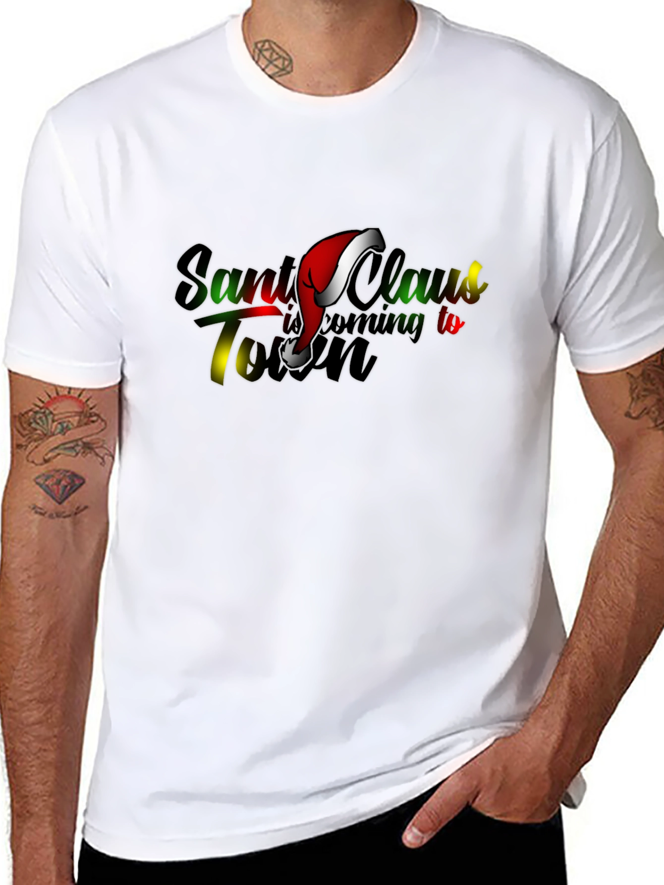 Santa Claus is Coming to Town Black T-Shirt