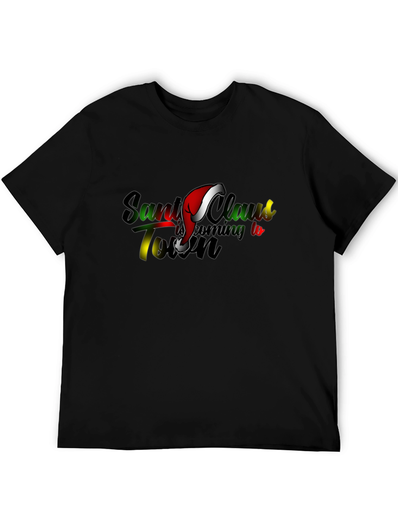 Santa Claus is Coming to Town Black T-Shirt
