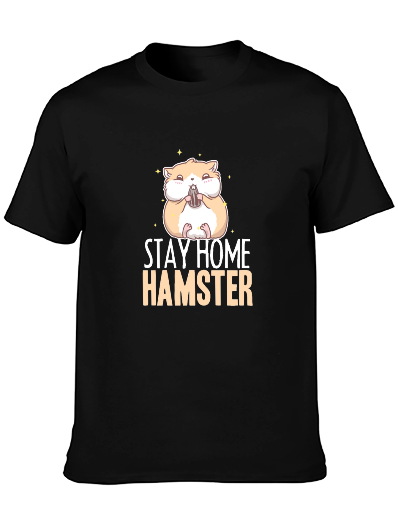Stay Home Hamster Black T-Shirt