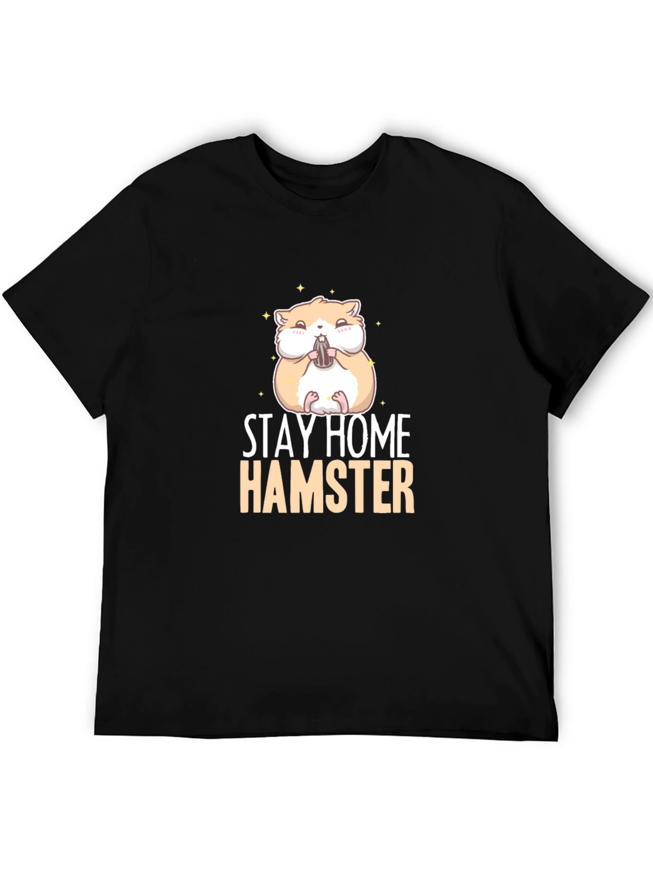 Stay Home Hamster Black T-Shirt