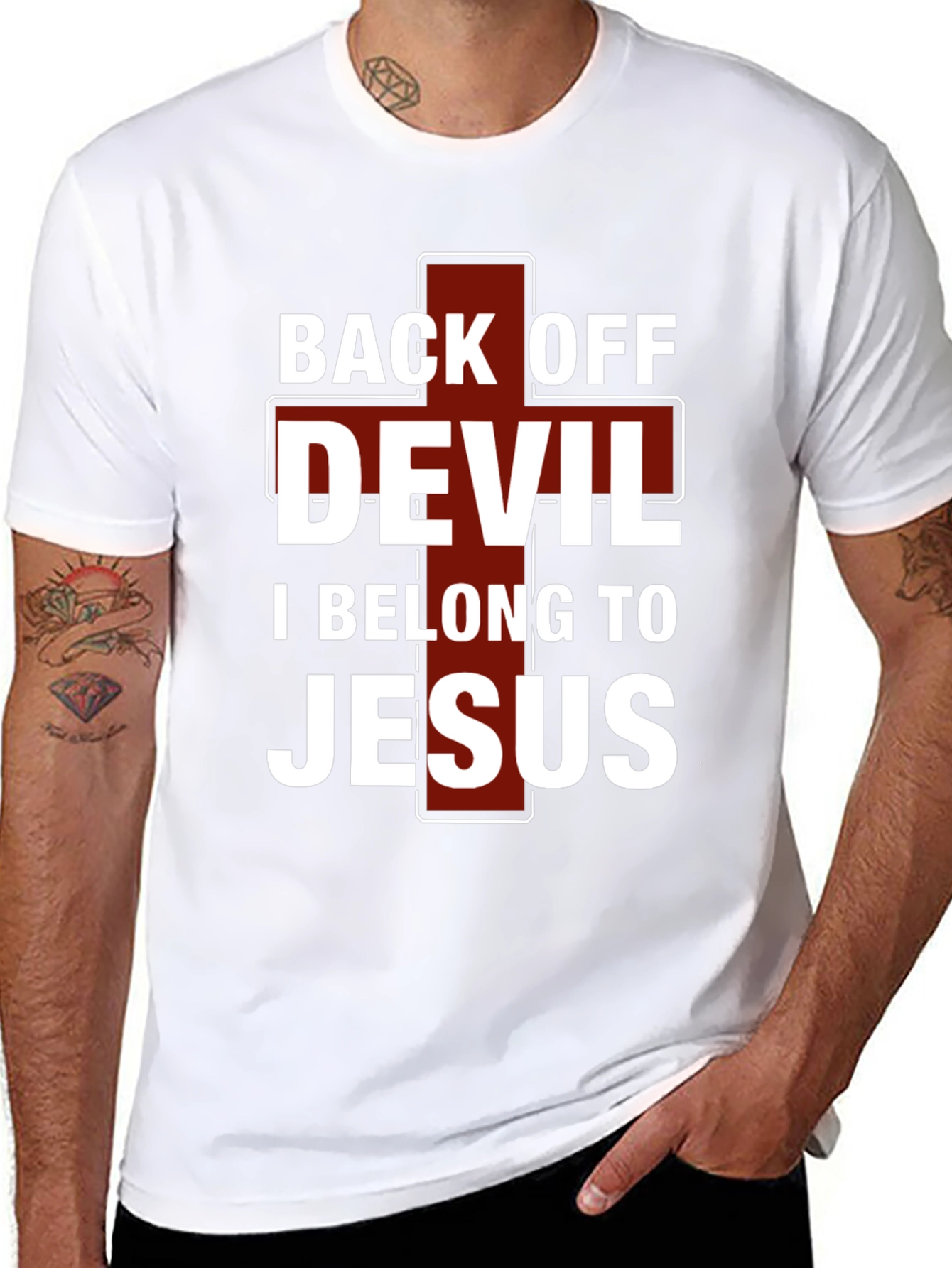 Back Off Devil Jesus T-Shirt - Christian Apparel