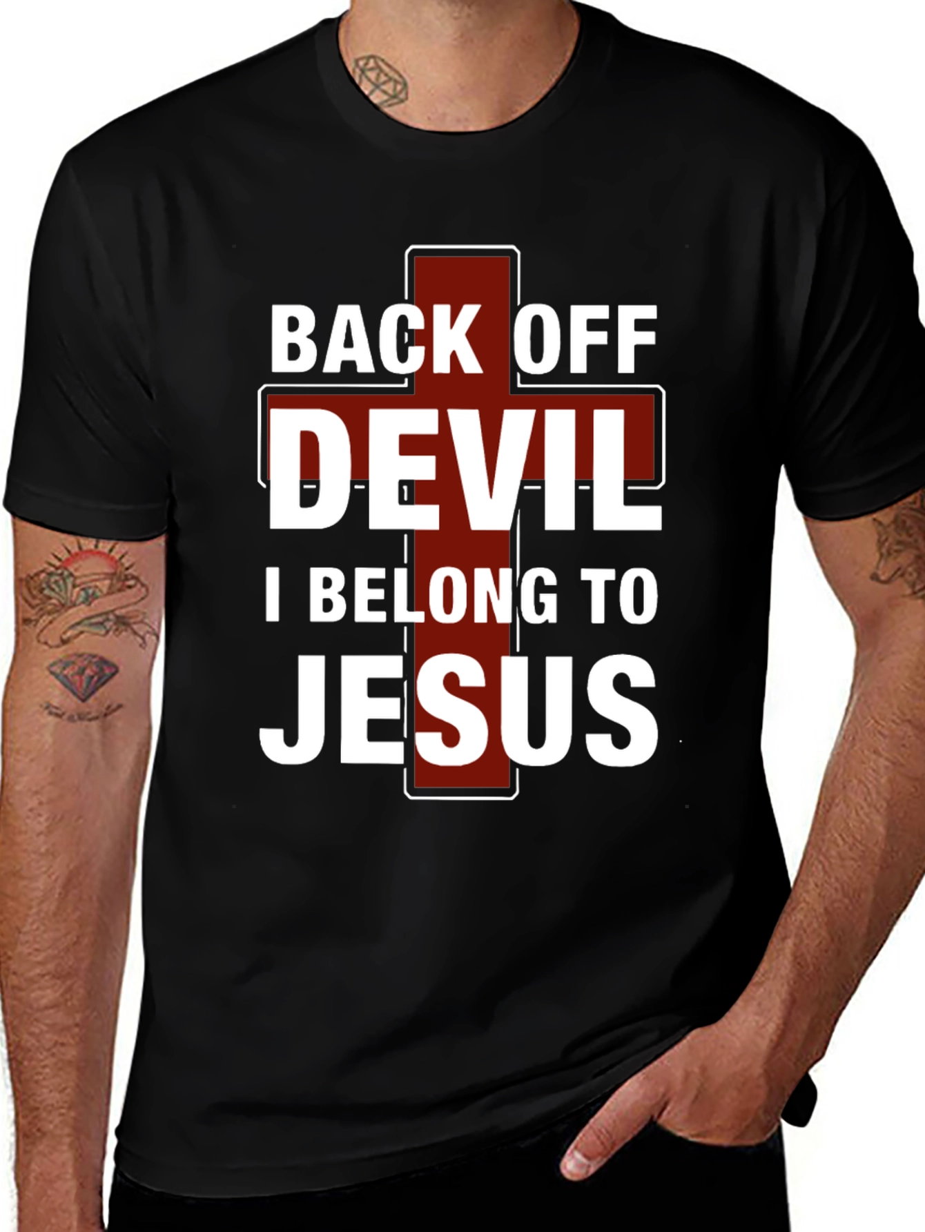 Back Off Devil Jesus T-Shirt - Christian Apparel