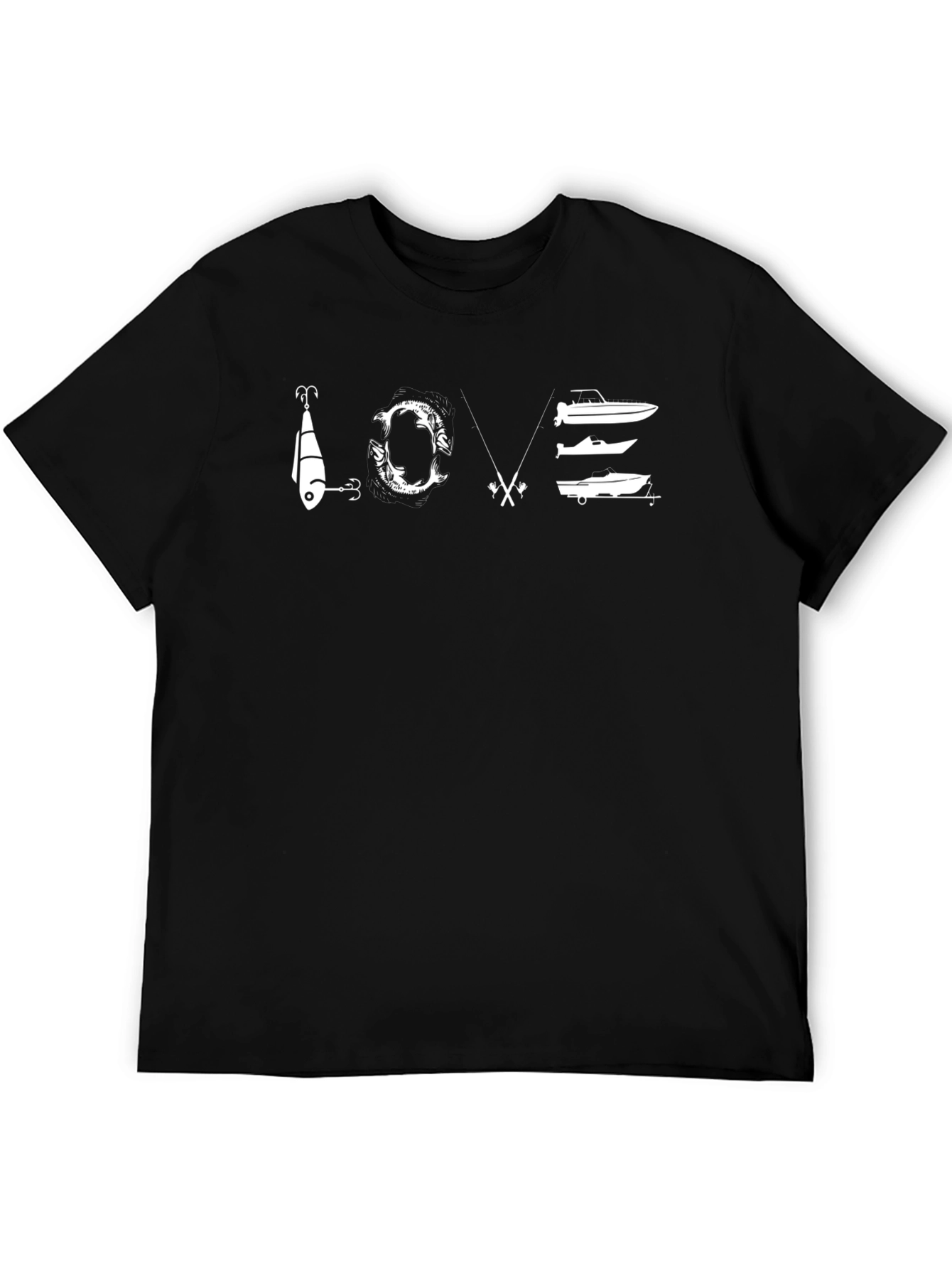 Fishing Lover T-Shirt: Fish Rods and Boats