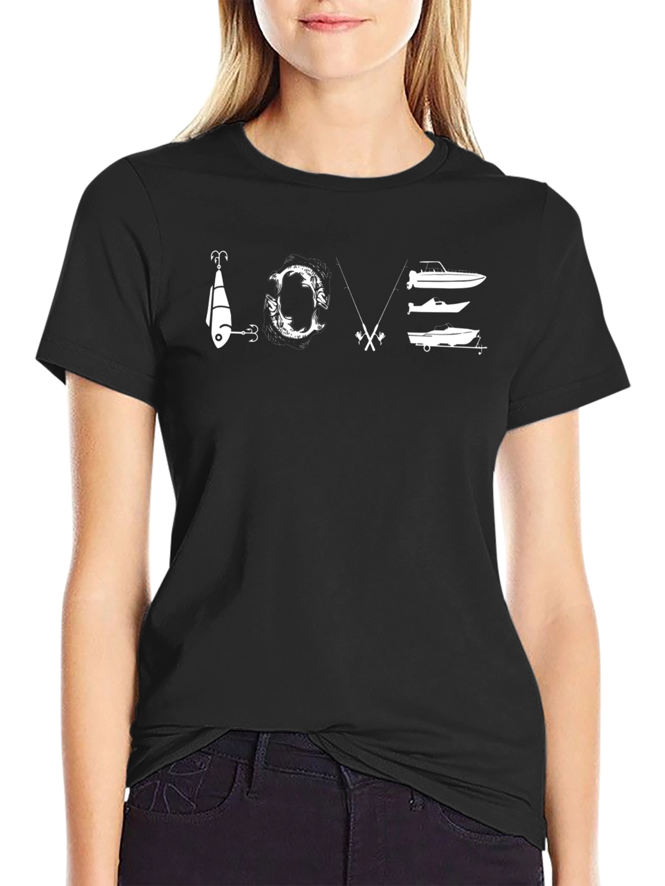 Fishing Lover T-Shirt: Fish Rods and Boats