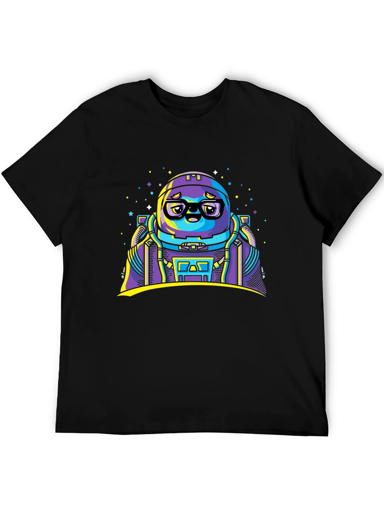 Astronaut Cartoon Graphic Black T-Shirt