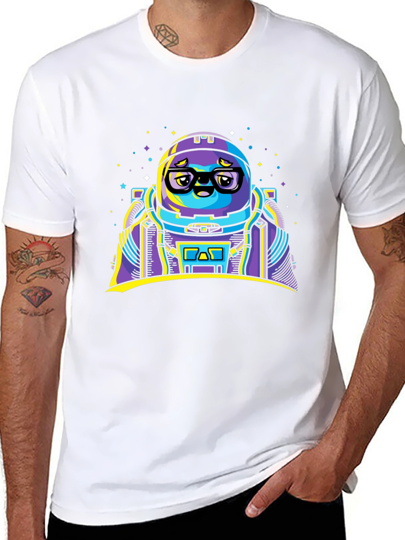 Astronaut Cartoon Graphic Black T-Shirt
