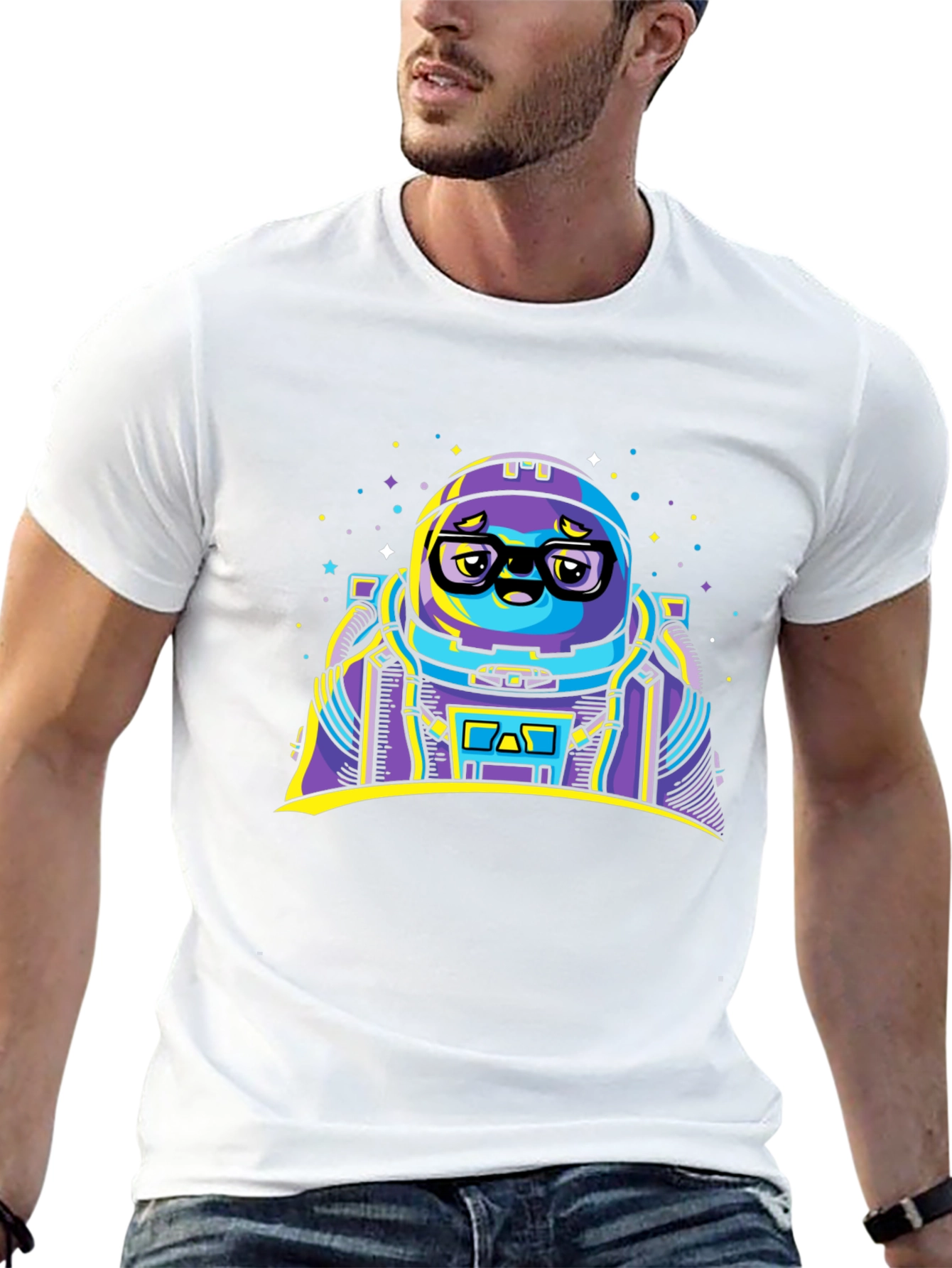 Astronaut Cartoon Graphic Black T-Shirt