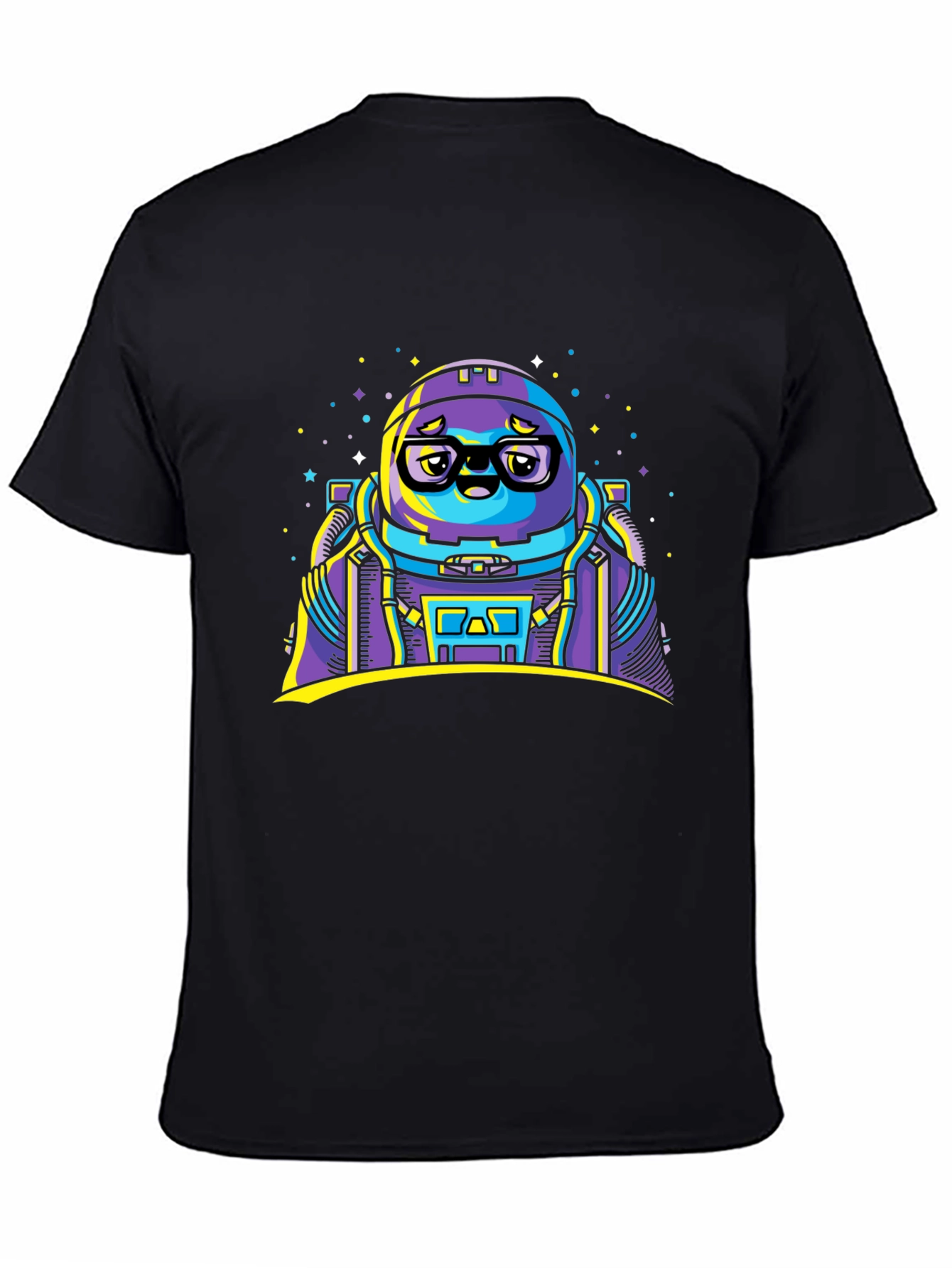 Astronaut Cartoon Graphic Black T-Shirt