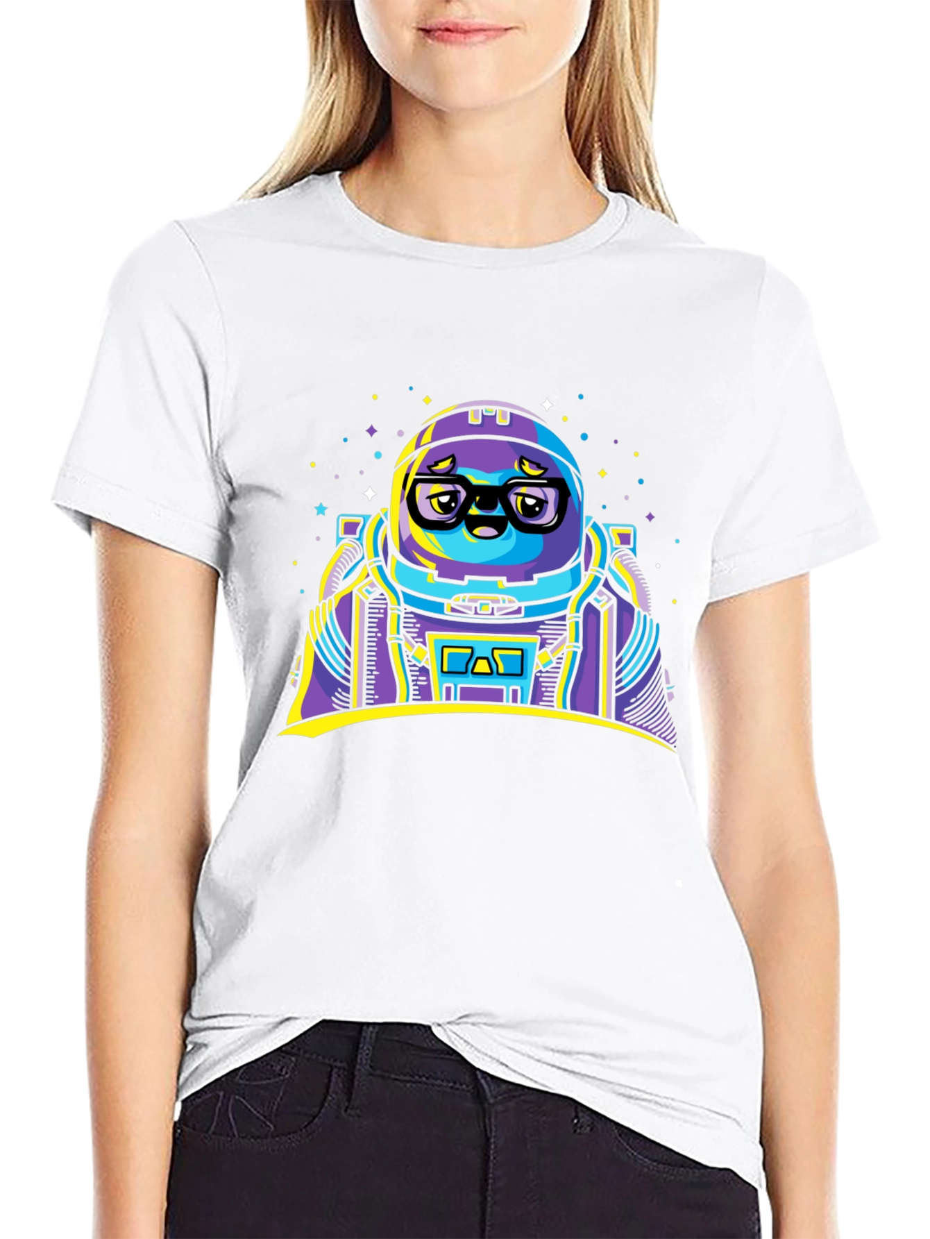 Astronaut Cartoon Graphic Black T-Shirt