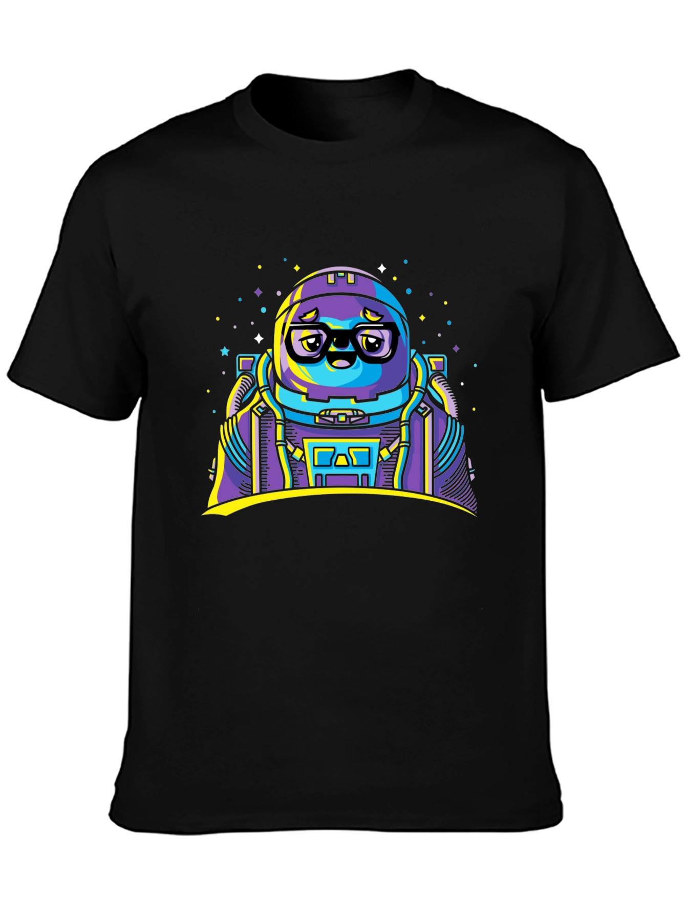 Astronaut Cartoon Graphic Black T-Shirt