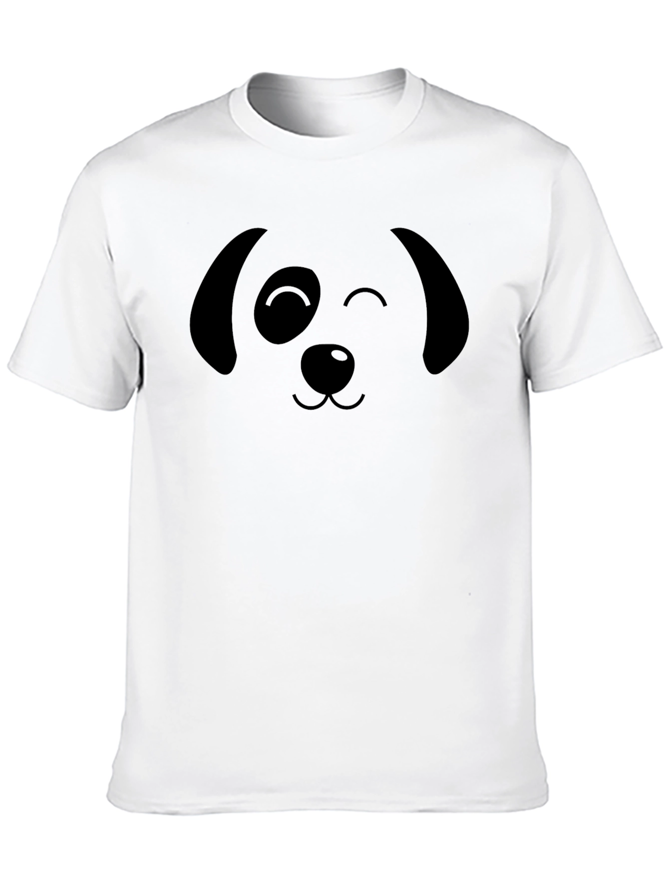 Cute Dog Face Graphic T-Shirt - Black