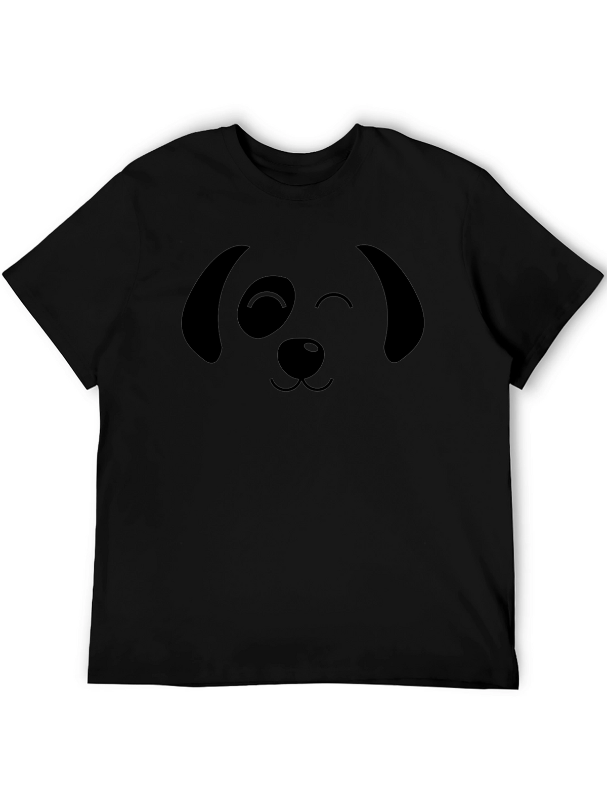Cute Dog Face Graphic T-Shirt - Black