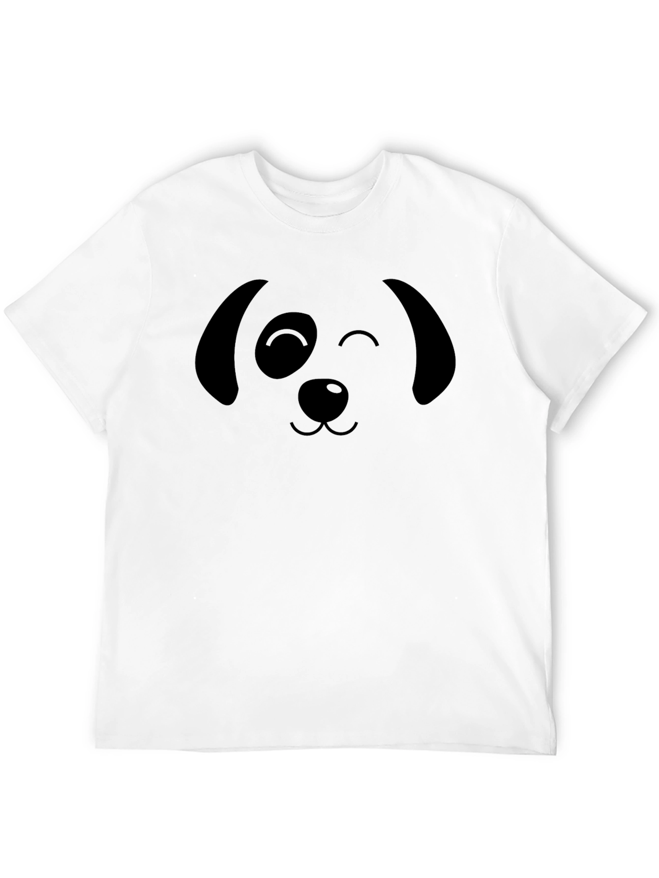 Cute Dog Face Graphic T-Shirt - Black